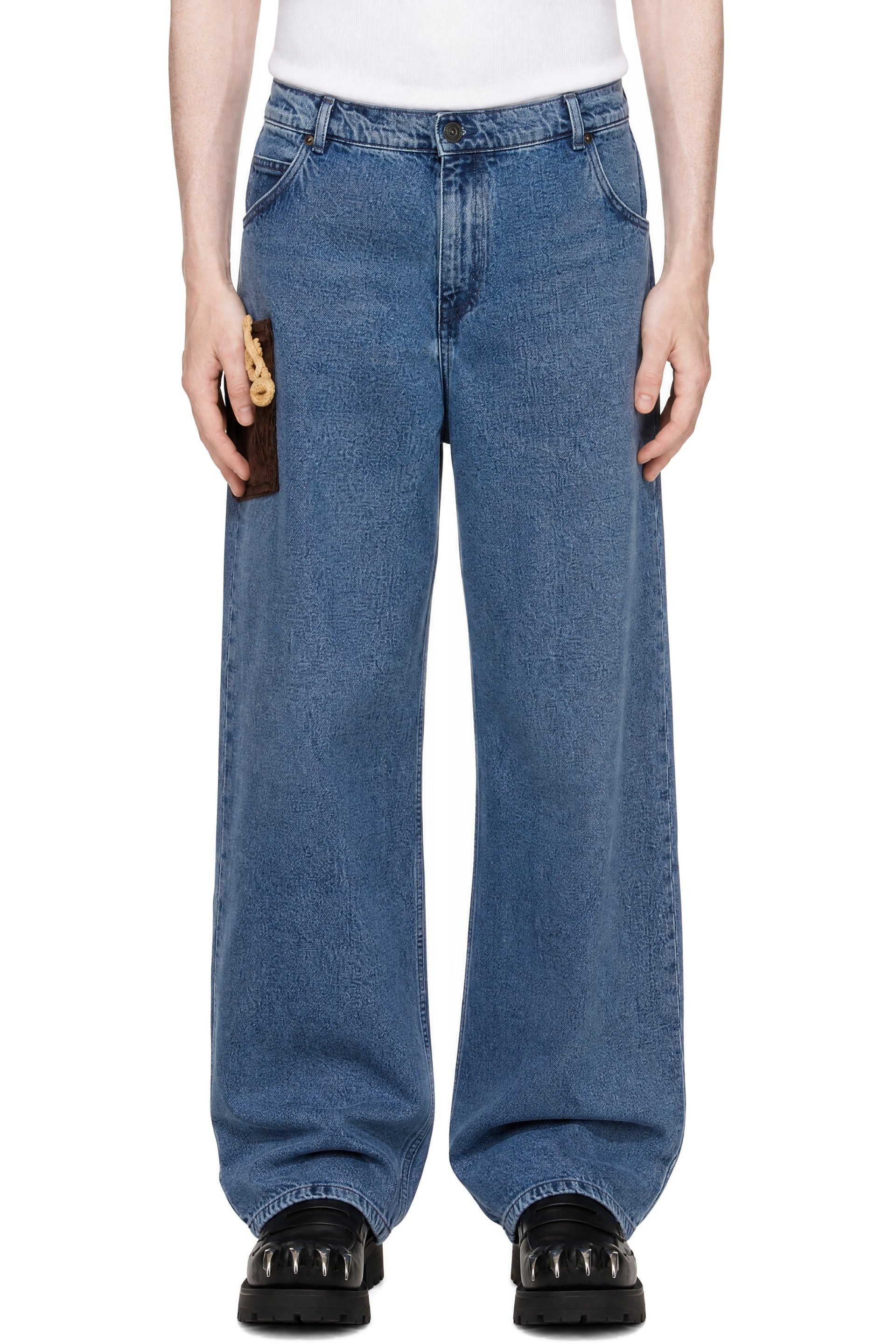 Charles Jeffrey LOVERBOY - Blue Loose Fit Crochet Trumpet Jeans