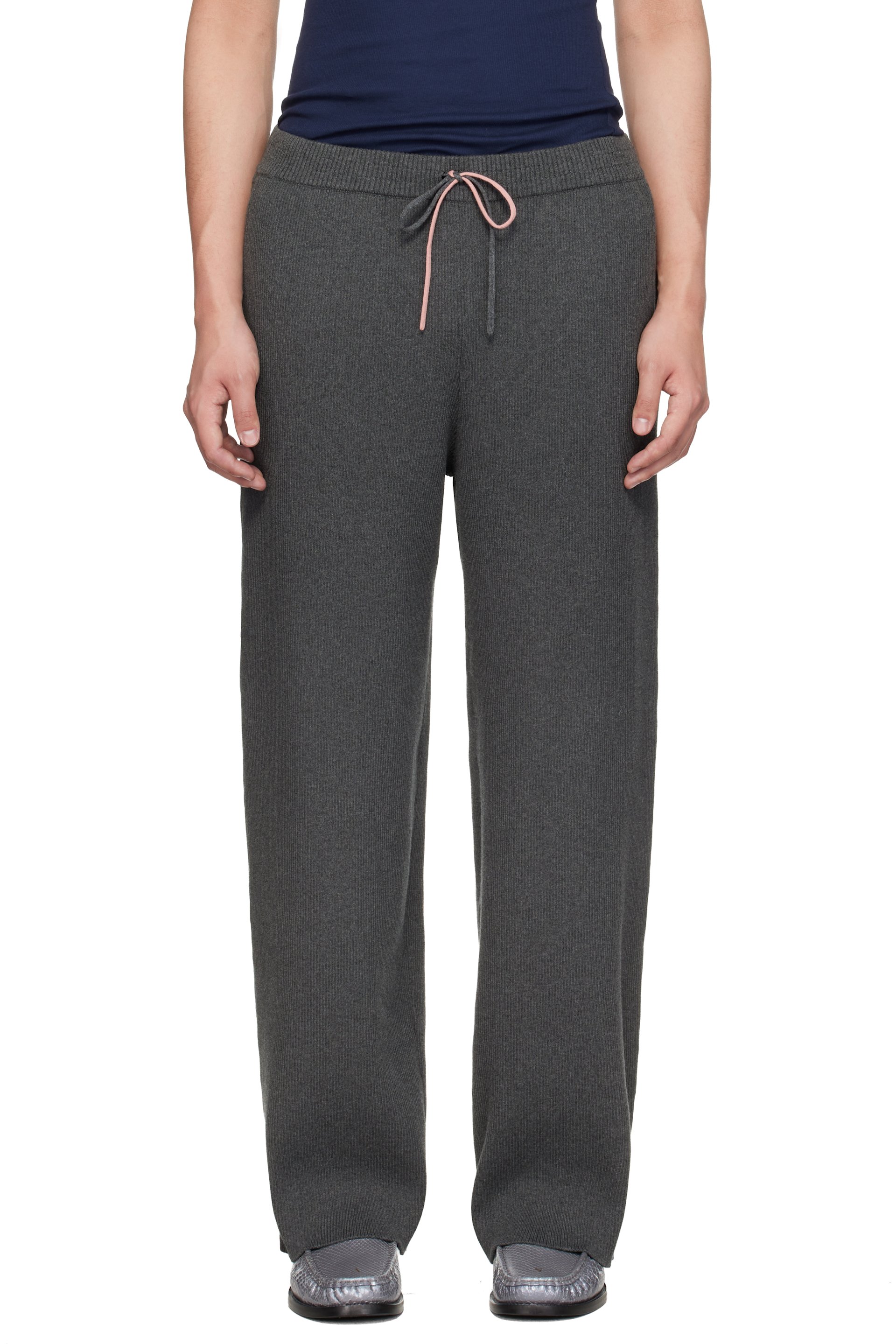 Charles Jeffrey LOVERBOY - Gray Animal Knitted Jogger Sweatpants