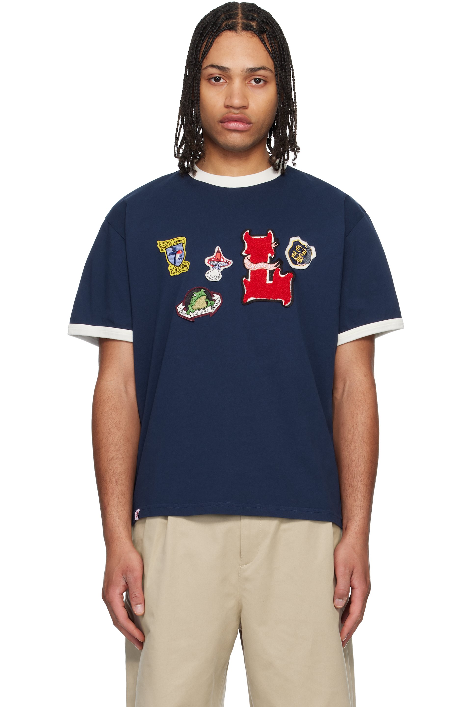 Charles Jeffrey LOVERBOY - ネイビー Badge Tシャツ