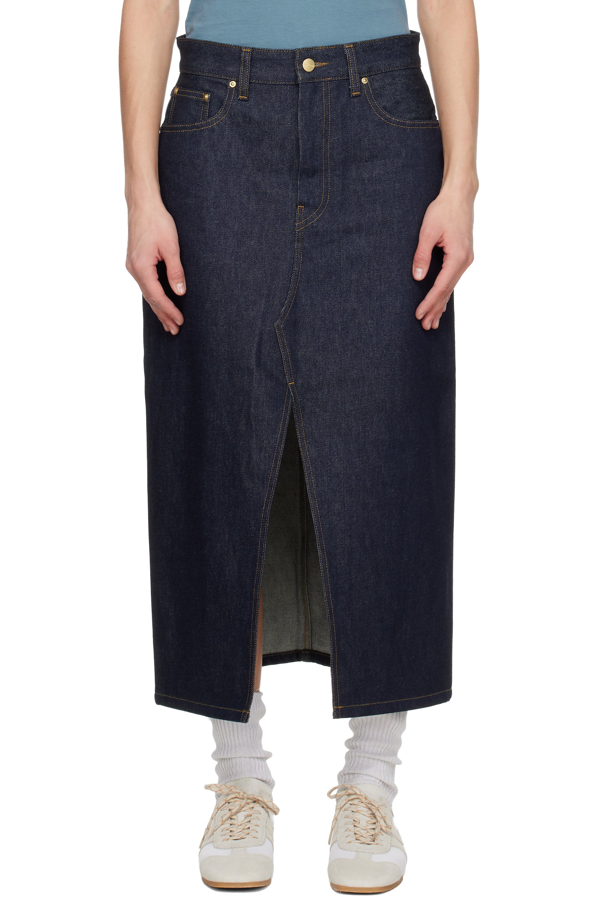Carhartt Work In Progress - Jupe midi Brandon bleue en denim