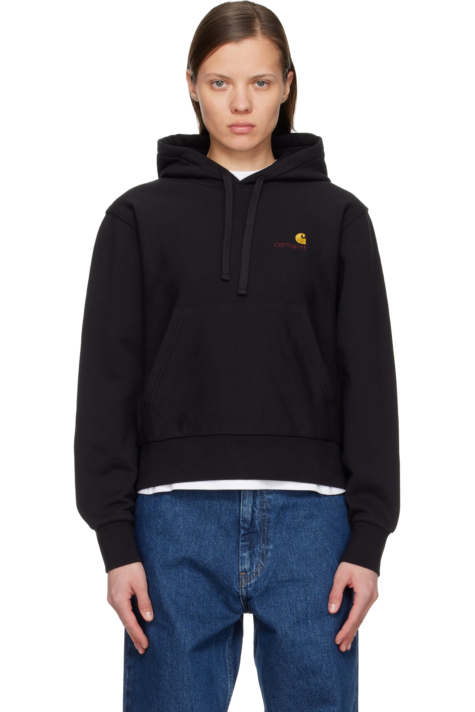 Carhartt Work In Progress - Pull à capuche noir à logo American Script