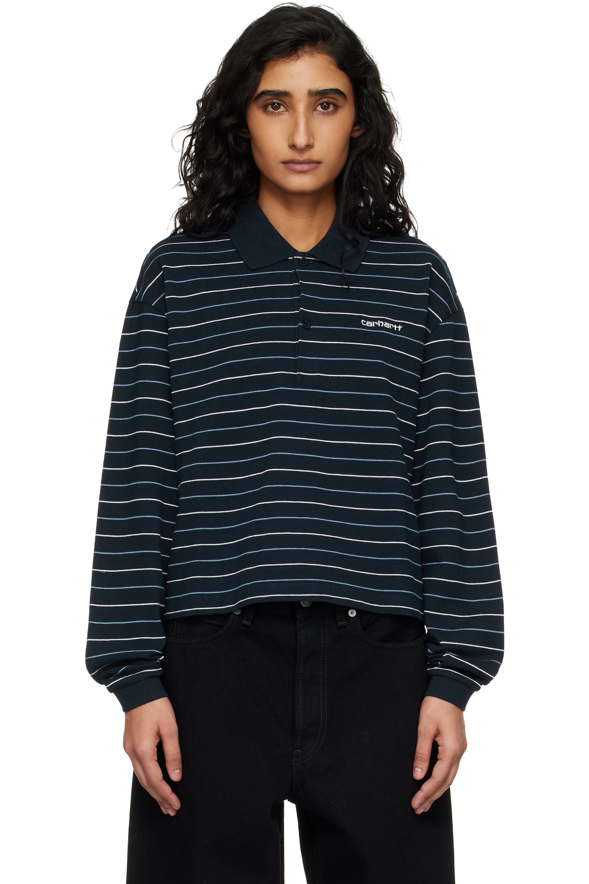 Carhartt Work In Progress - Polo Mabel bleu marine à rayures
