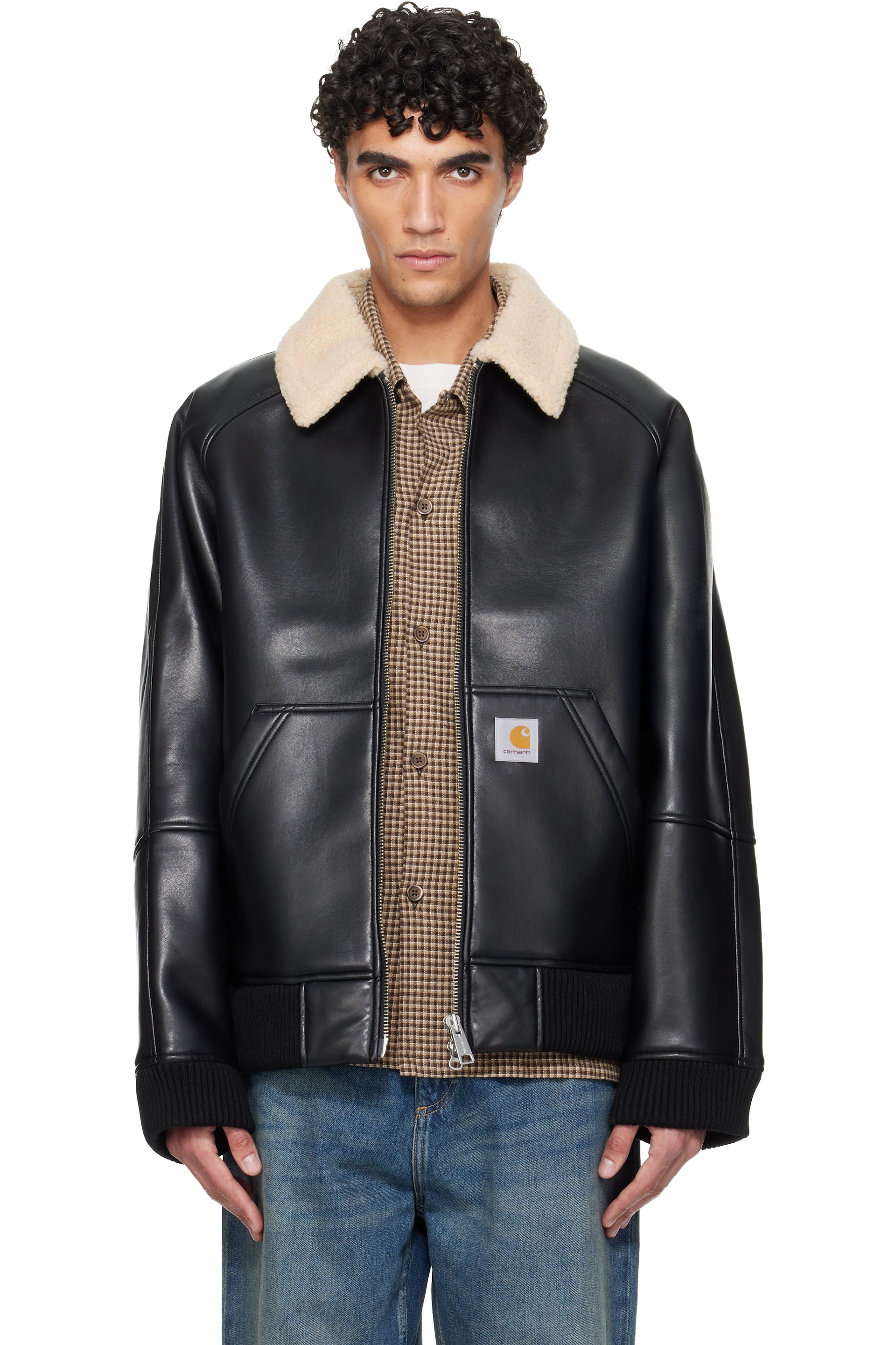 Carhartt Work In Progress - Black Shepton Faux-Leather Jacket