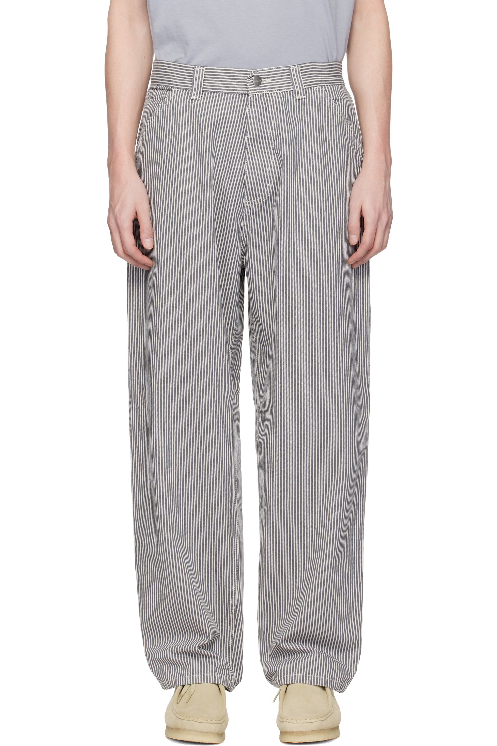 Carhartt Work In Progress - Gray & White Mercer Stripe Single Knee Trousers