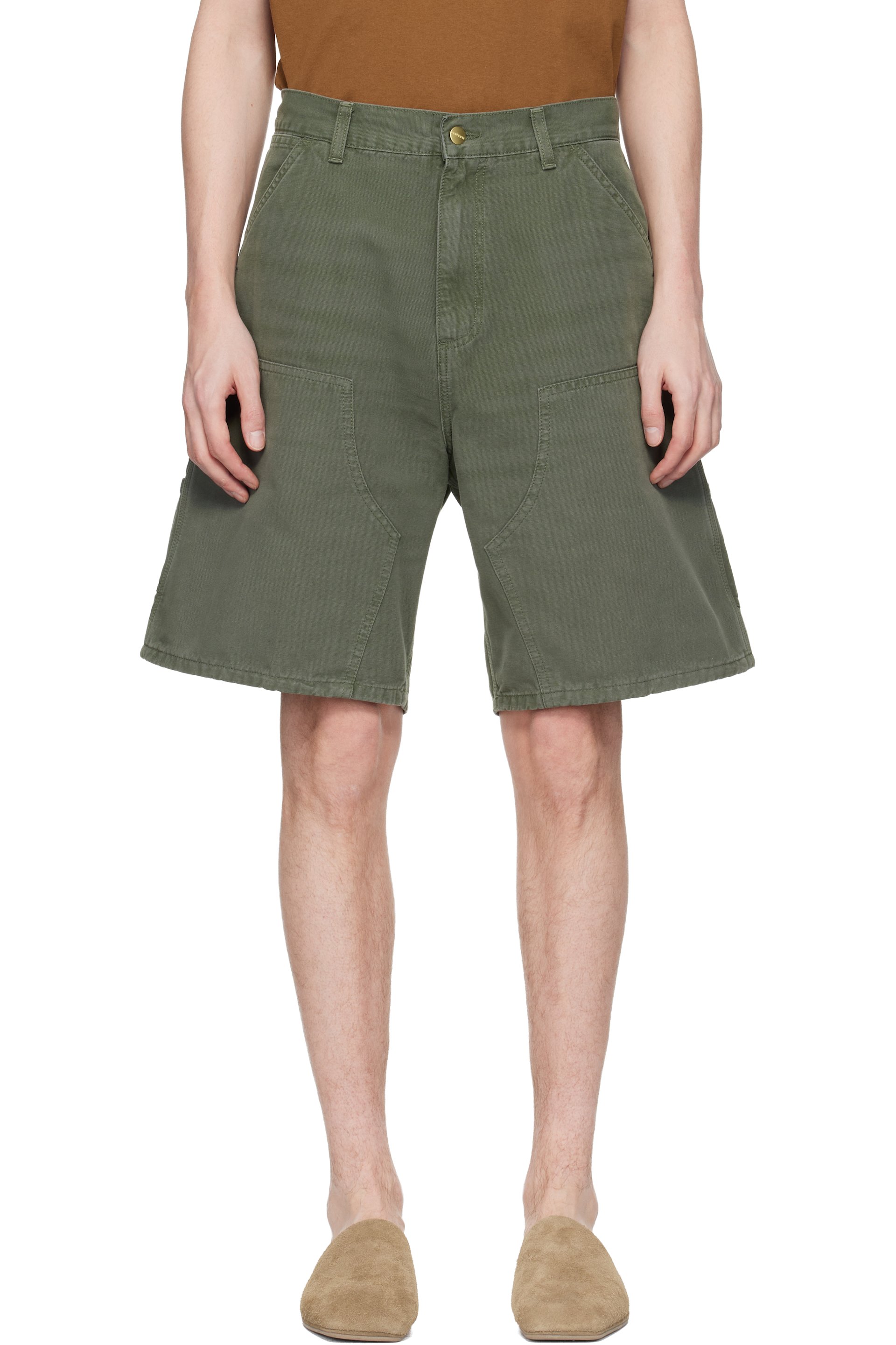 Carhartt Work In Progress - Short vert à empiècement aux genoux