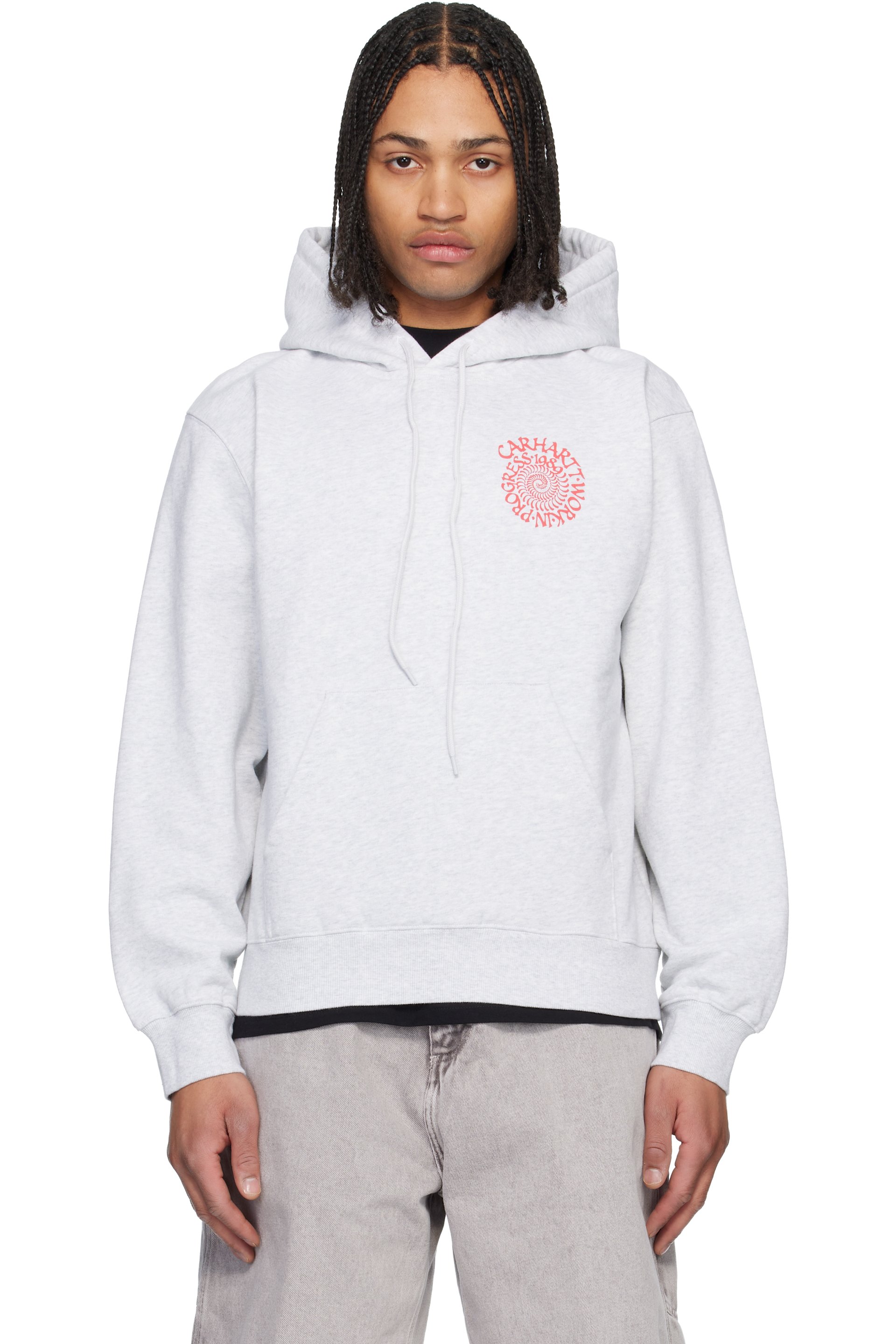 Carhartt Work In Progress - 그레이 스파이럴 후디
