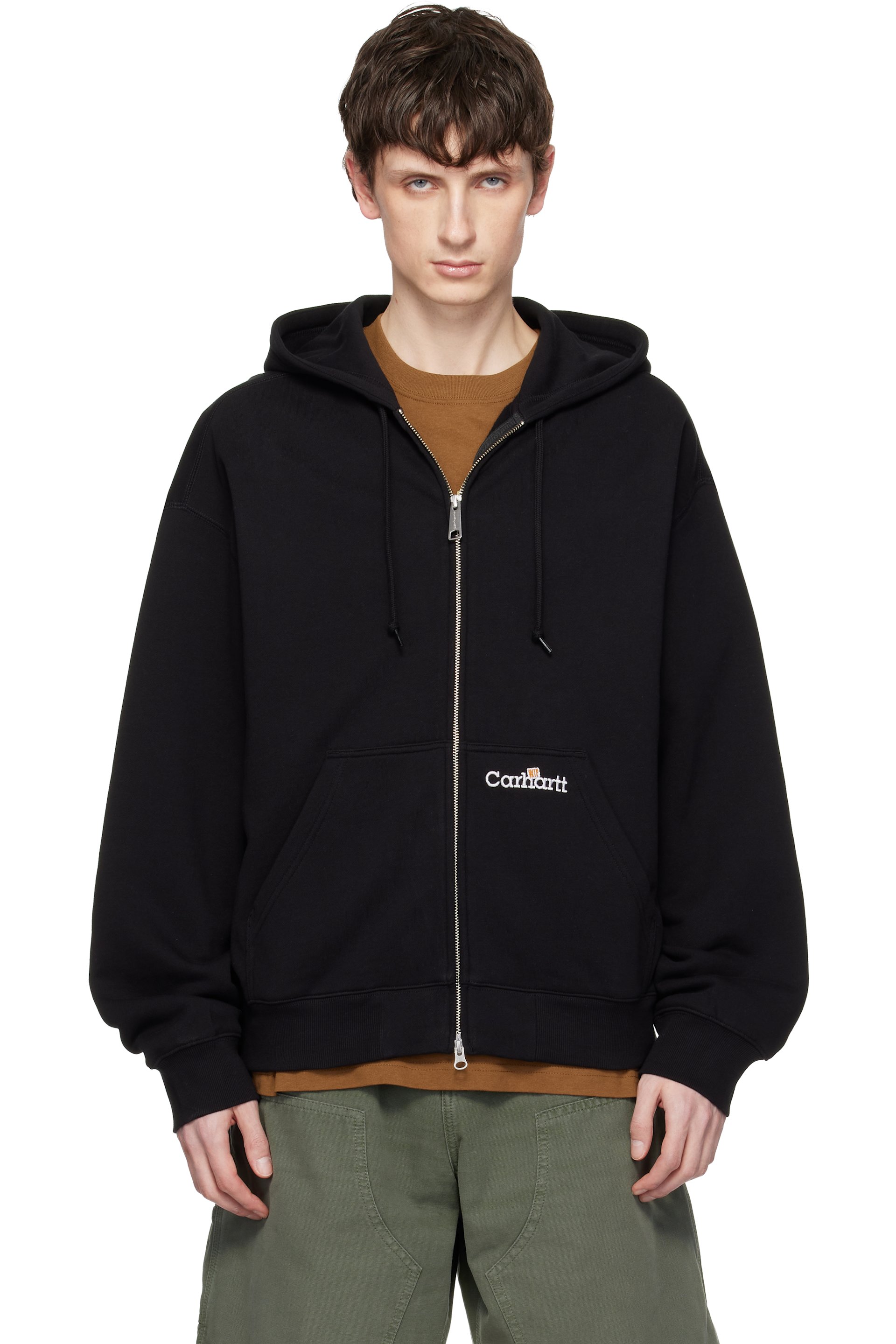 Carhartt Work In Progress - 블랙 WIP 라벨 스웨트 후디