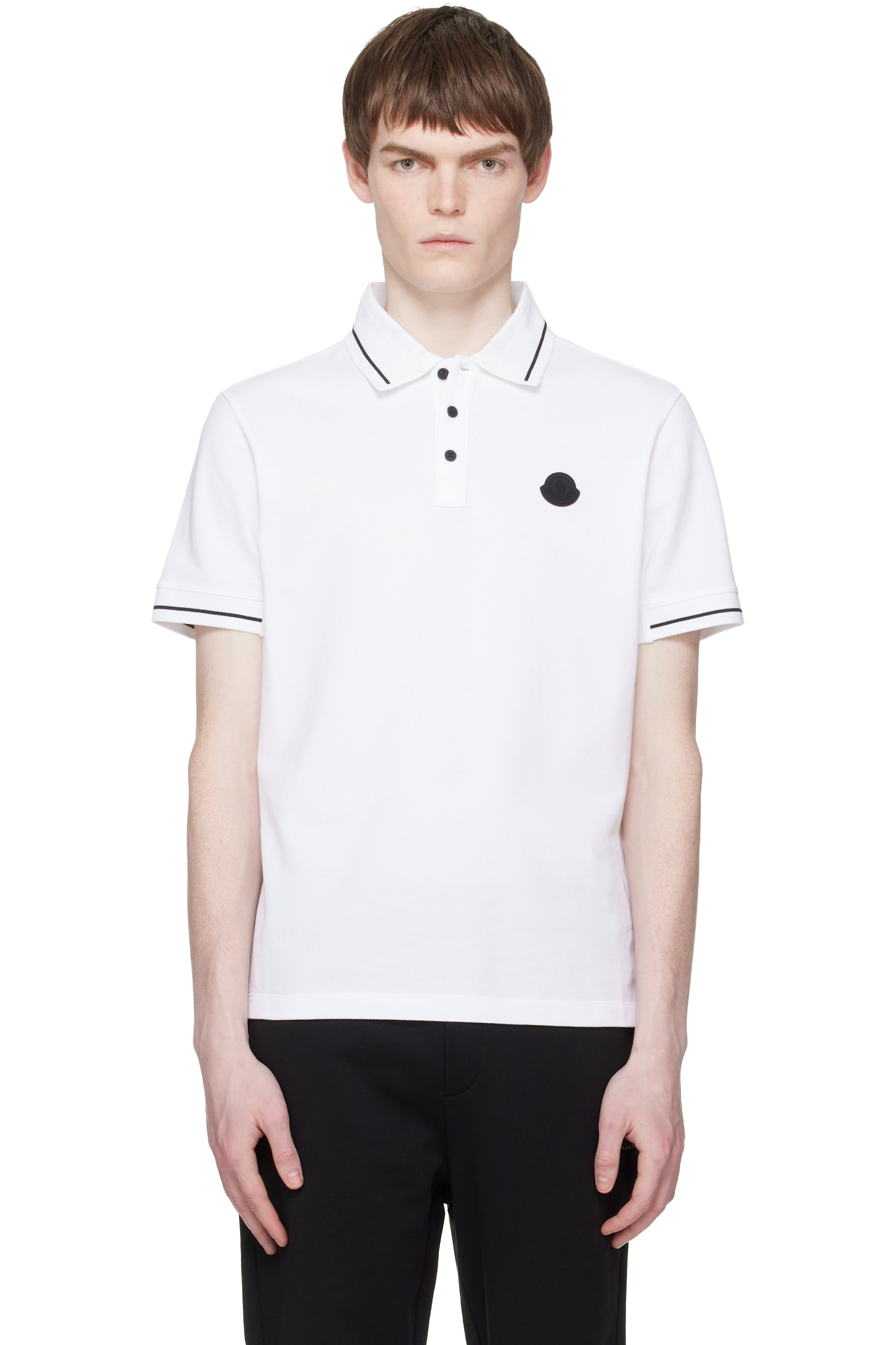 Moncler - White Logo Patch Cotton Polo