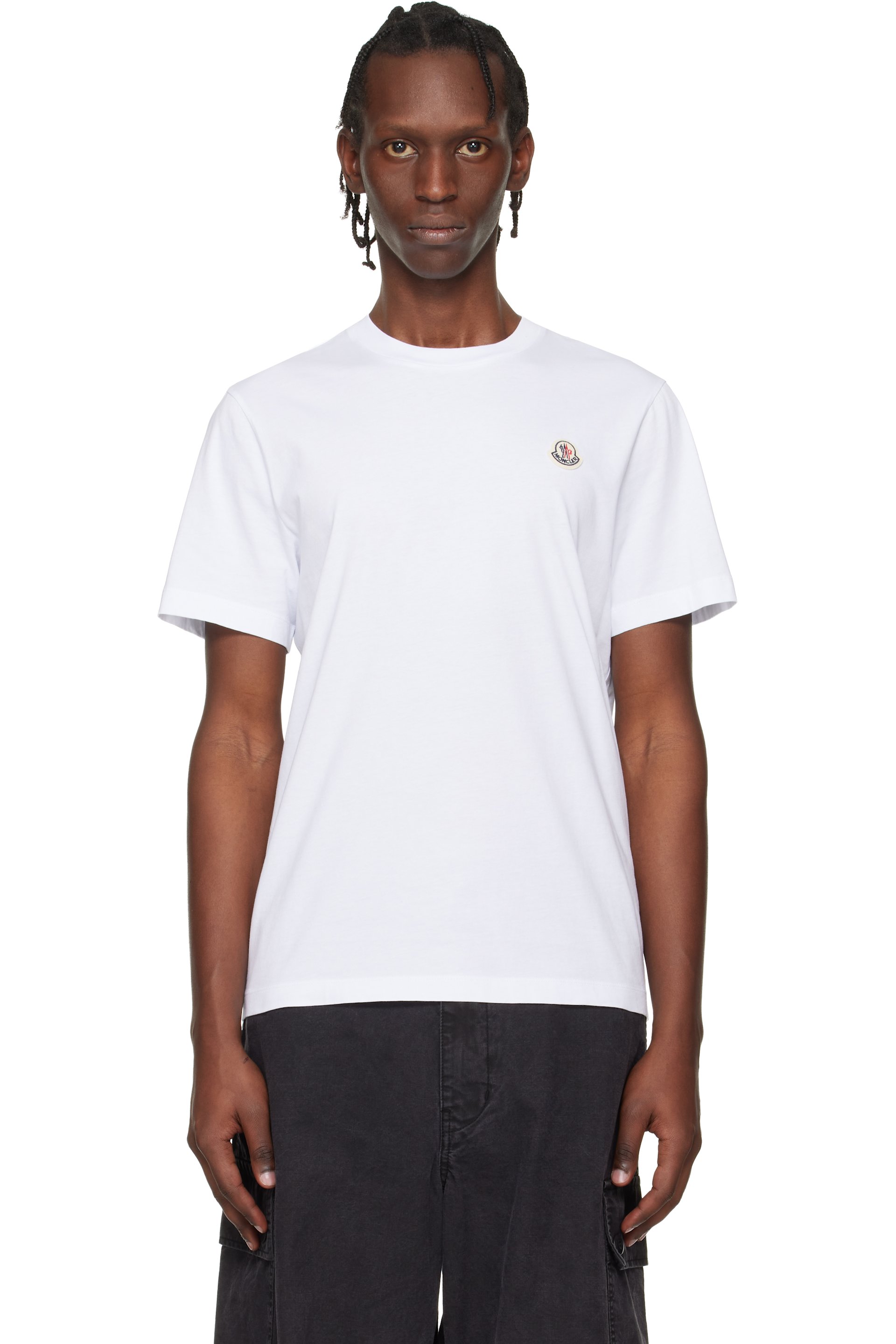 Moncler - ホワイト ロゴパッチ コットン Tシャツ 3枚セット