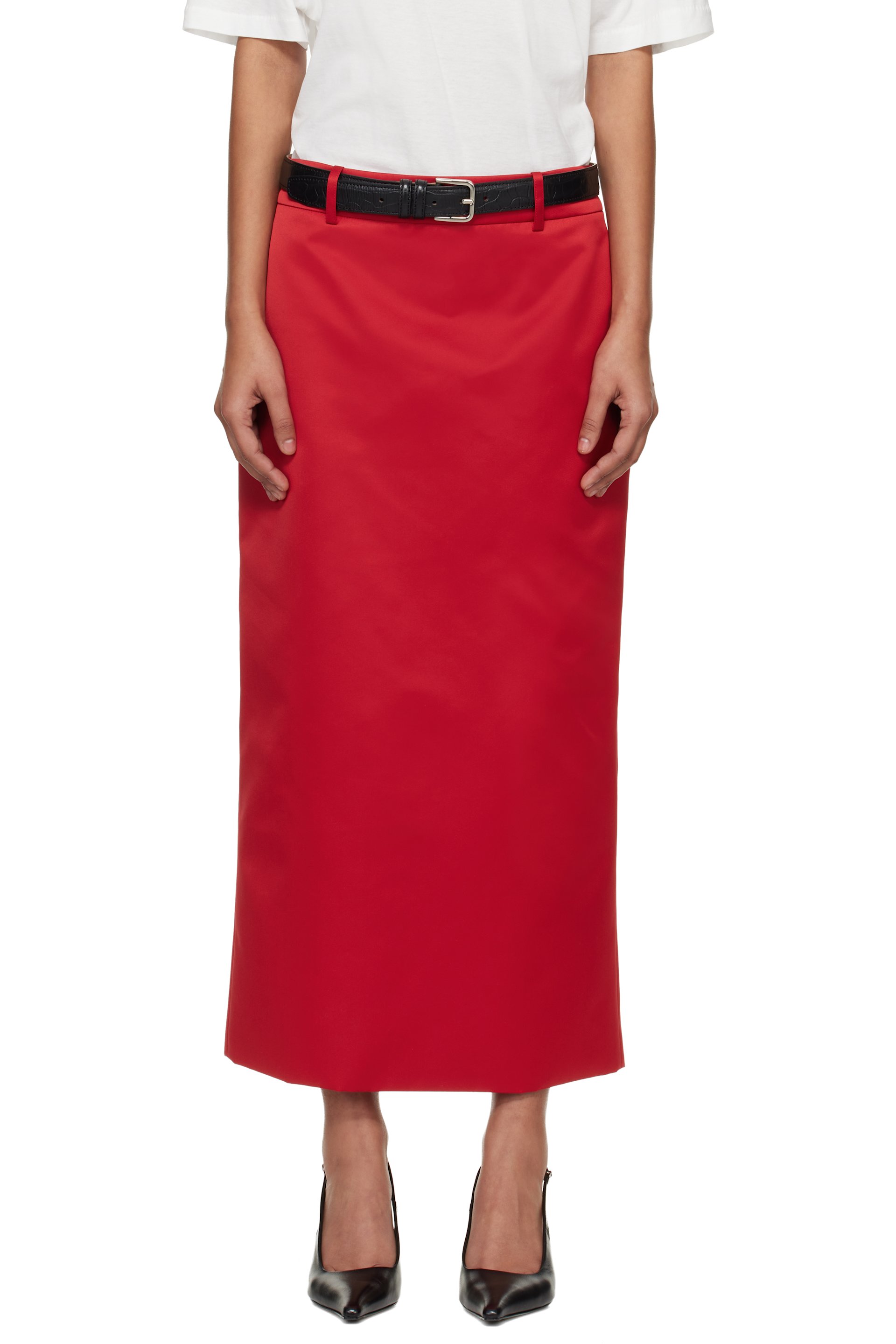 The Frankie Shop - Jupe midi Alrose rouge en satin