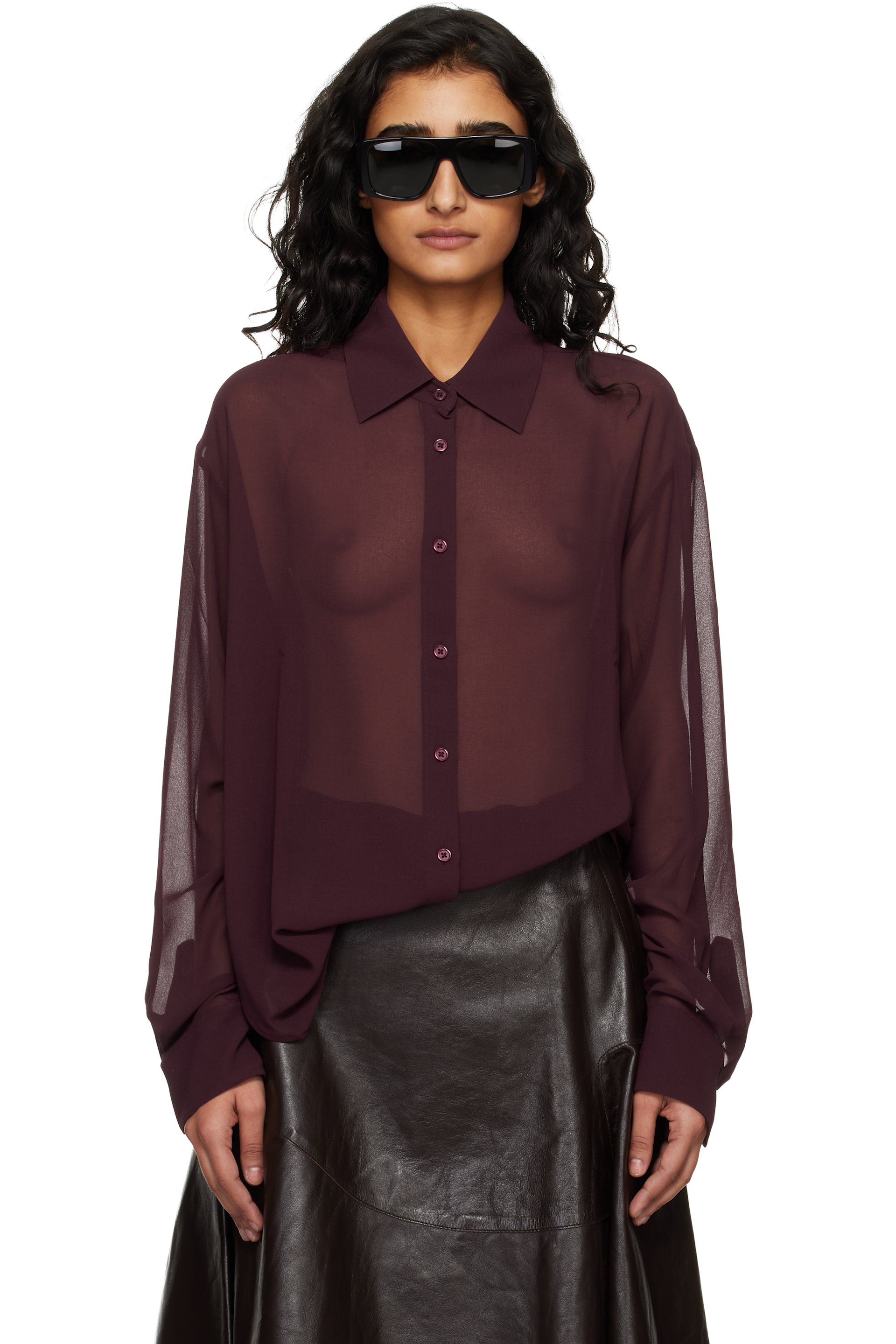 The Frankie Shop - Chemise Peri bourgogne en georgette