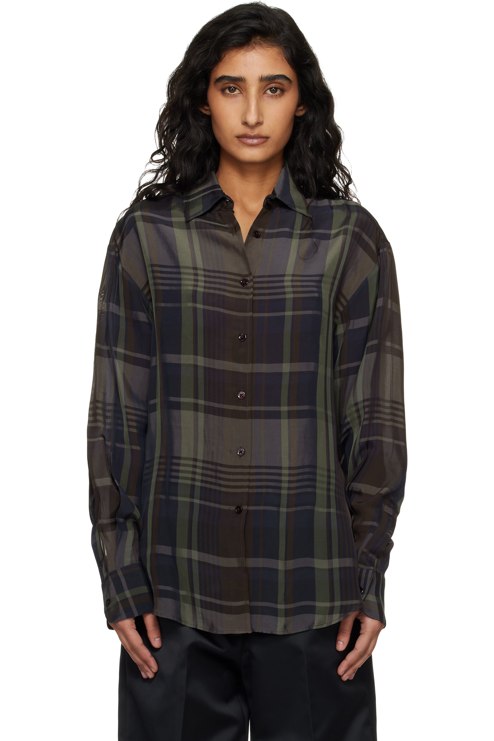 The Frankie Shop - Chemise Peri multicolore en crêpe chiffon semi-transparent