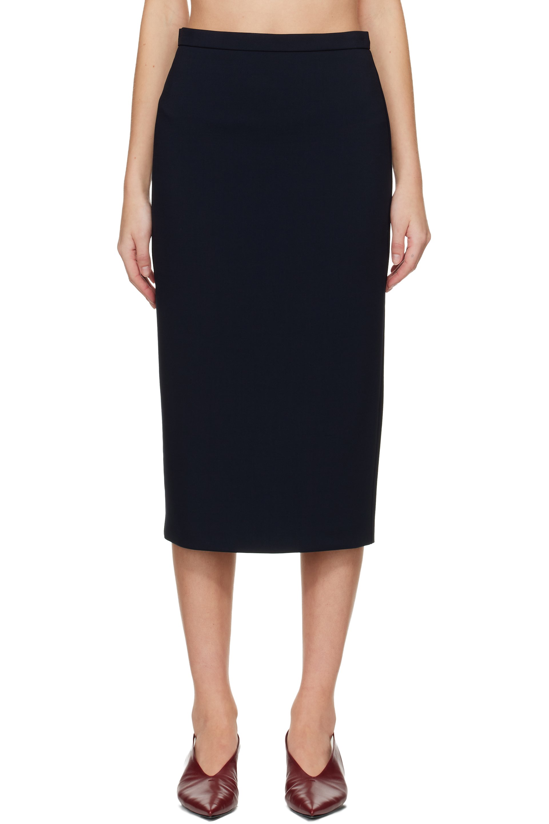 Max Mara - Jupe midi Mxmotre bleu marine