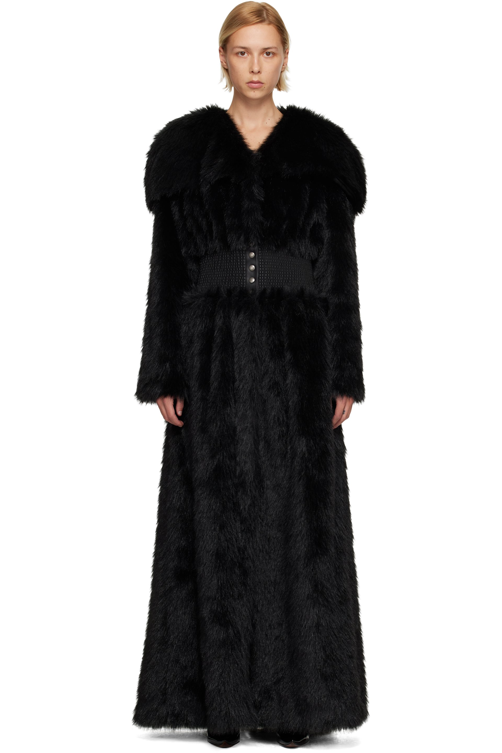 Nicklas Skovgaard - SSENSE Exclusive Black Lily Faux-Fur Coat