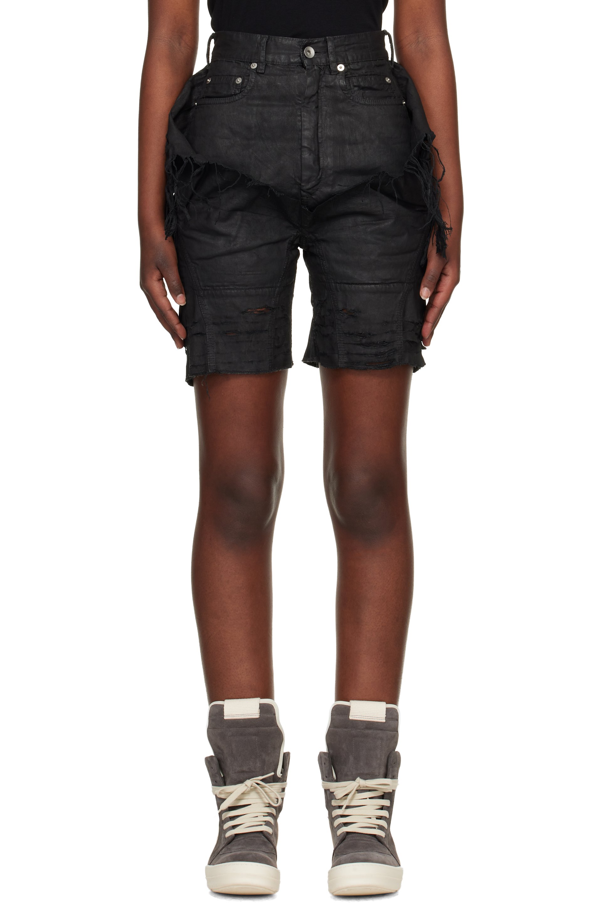 Rick Owens DRKSHDW - Short ajusté Slivered noir en denim - Temple