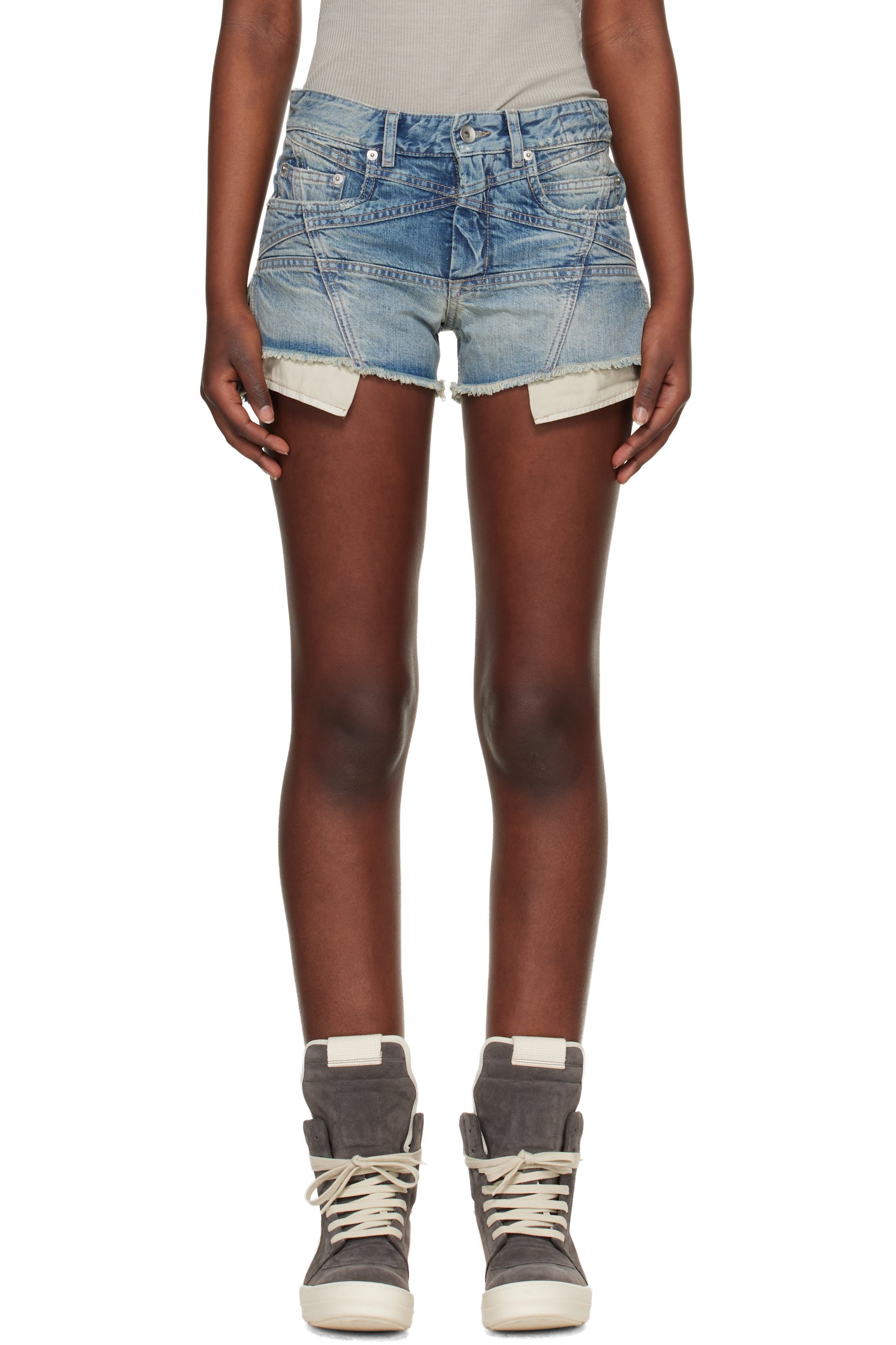 Rick Owens DRKSHDW - Short Lana bleu en denim à bords bruts - Temple