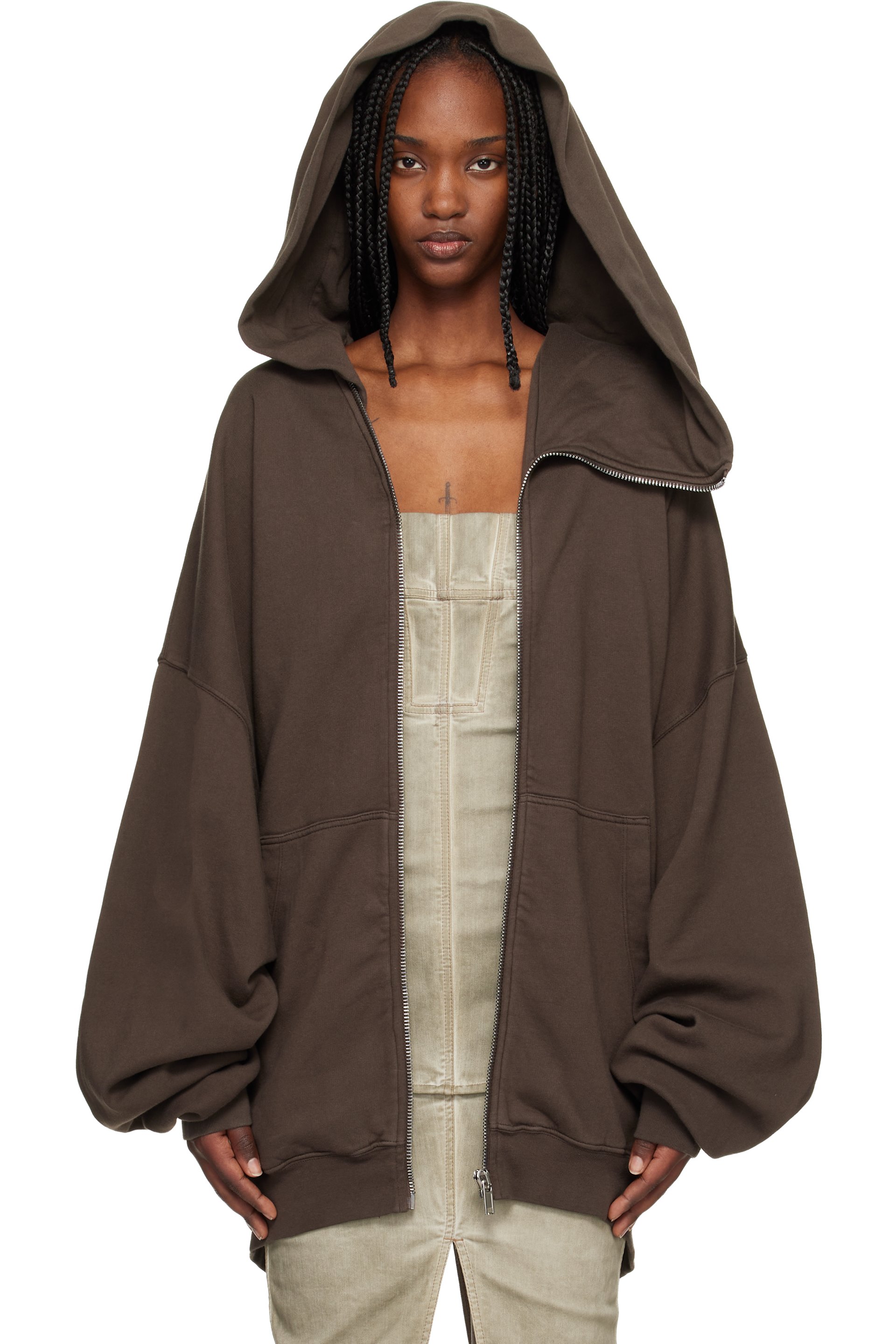 Rick Owens DRKSHDW - Pull à capuche Mountain Hun gris - Temple