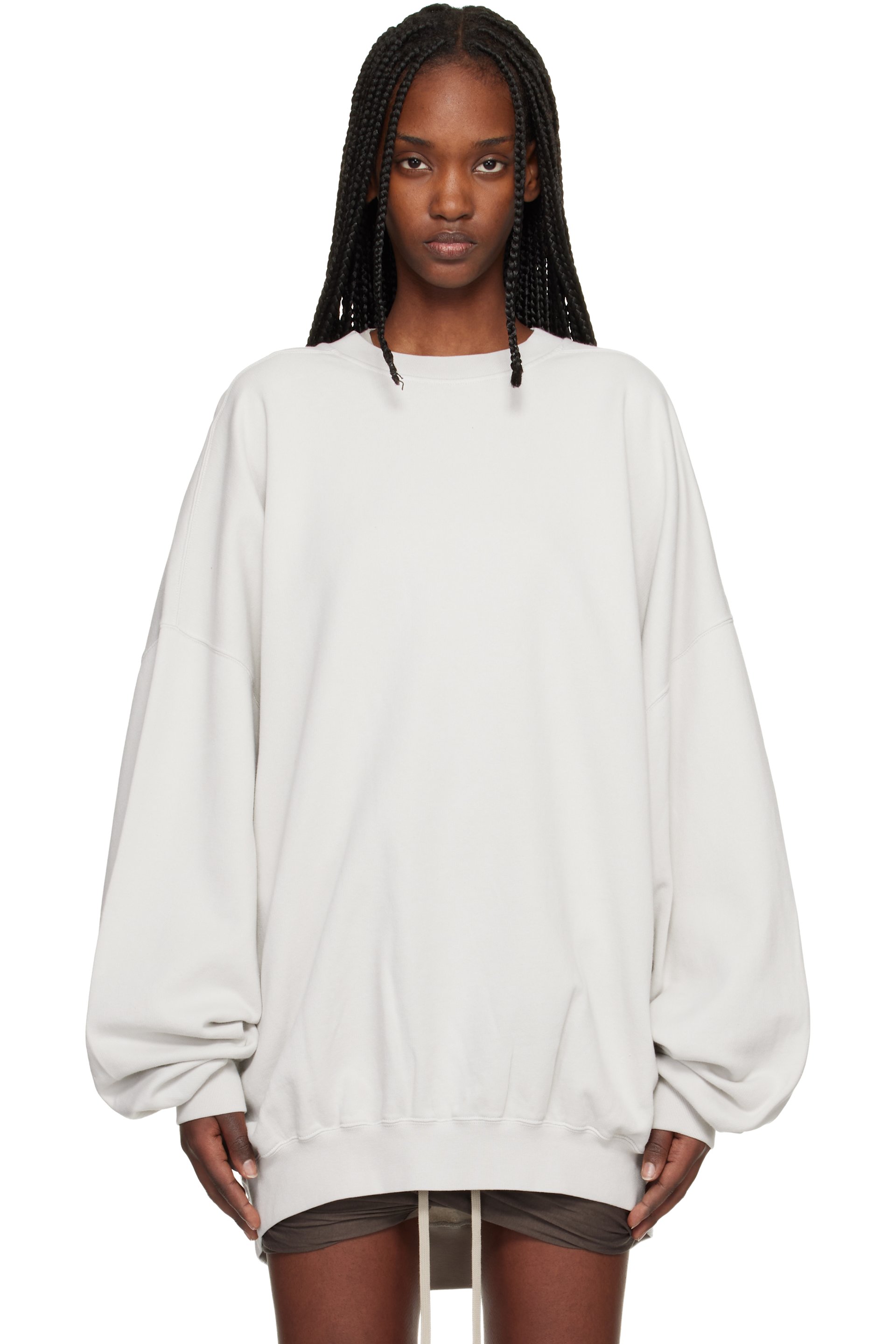 Rick Owens DRKSHDW - オフホワイト Temple Hun クルーネック スウェットシャツ
