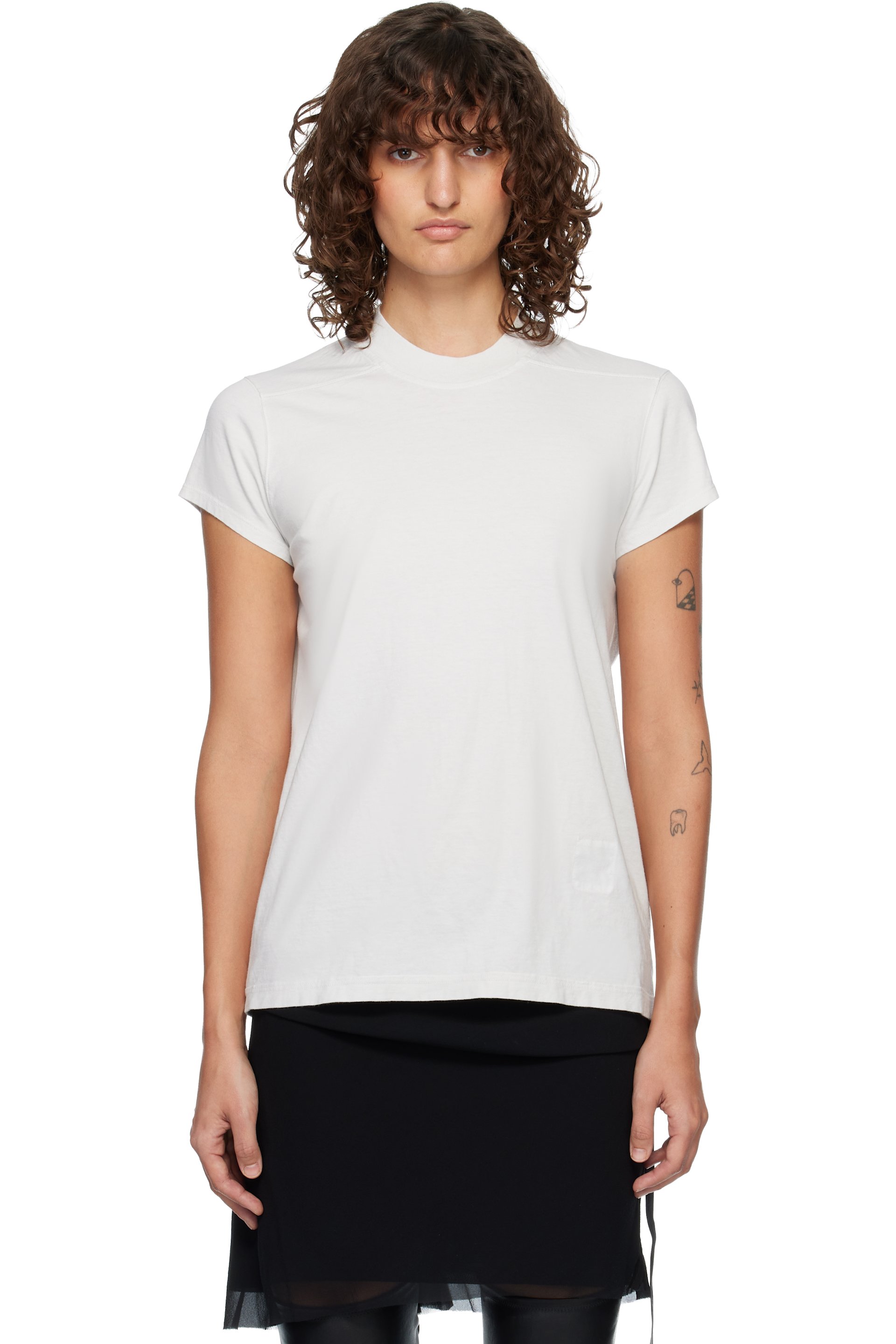 Rick Owens DRKSHDW - T-shirt blanc cassé à couture horizontale aux épaules - Temple