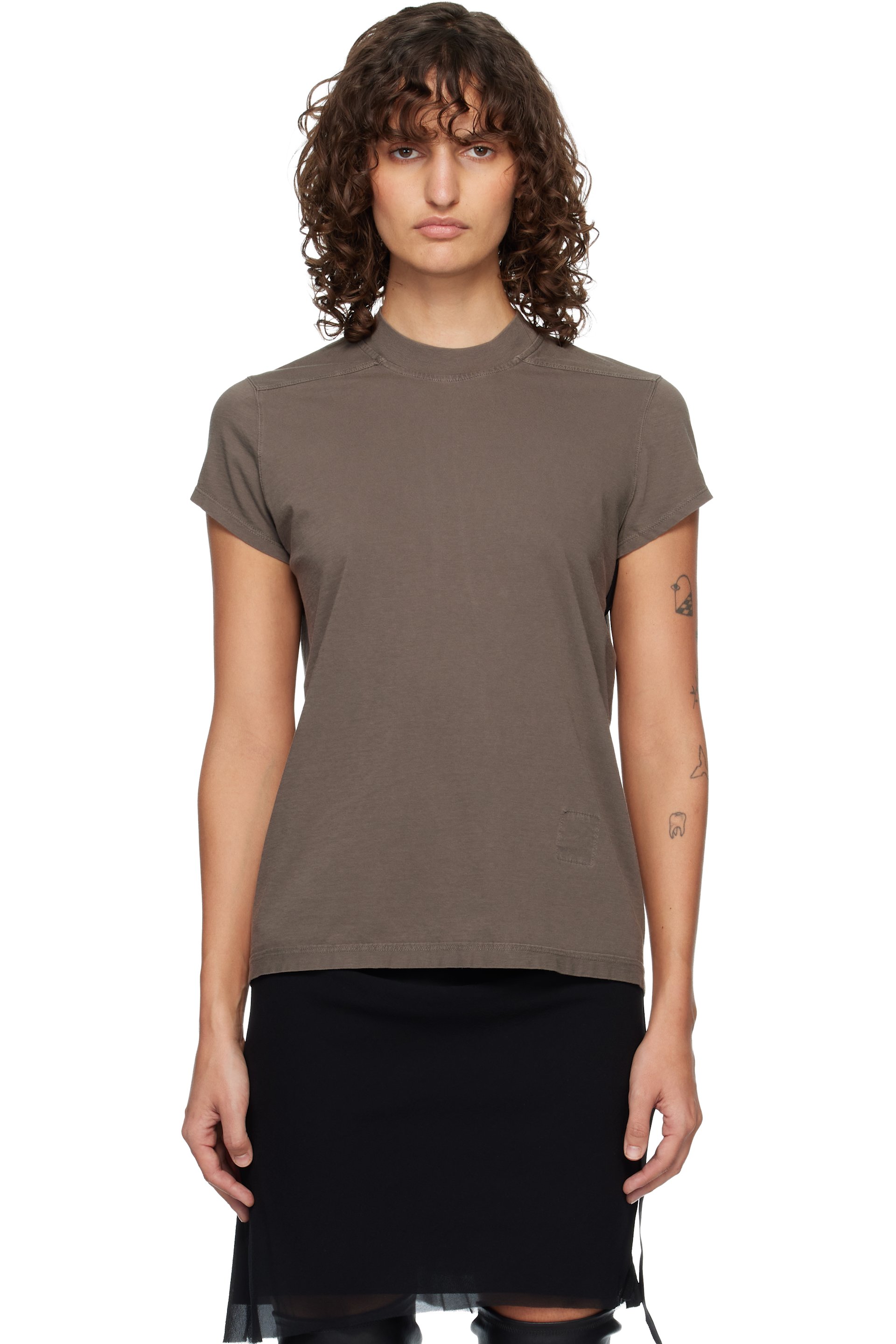 Rick Owens DRKSHDW - T-shirt gris à couture horizontale aux épaules - Temple