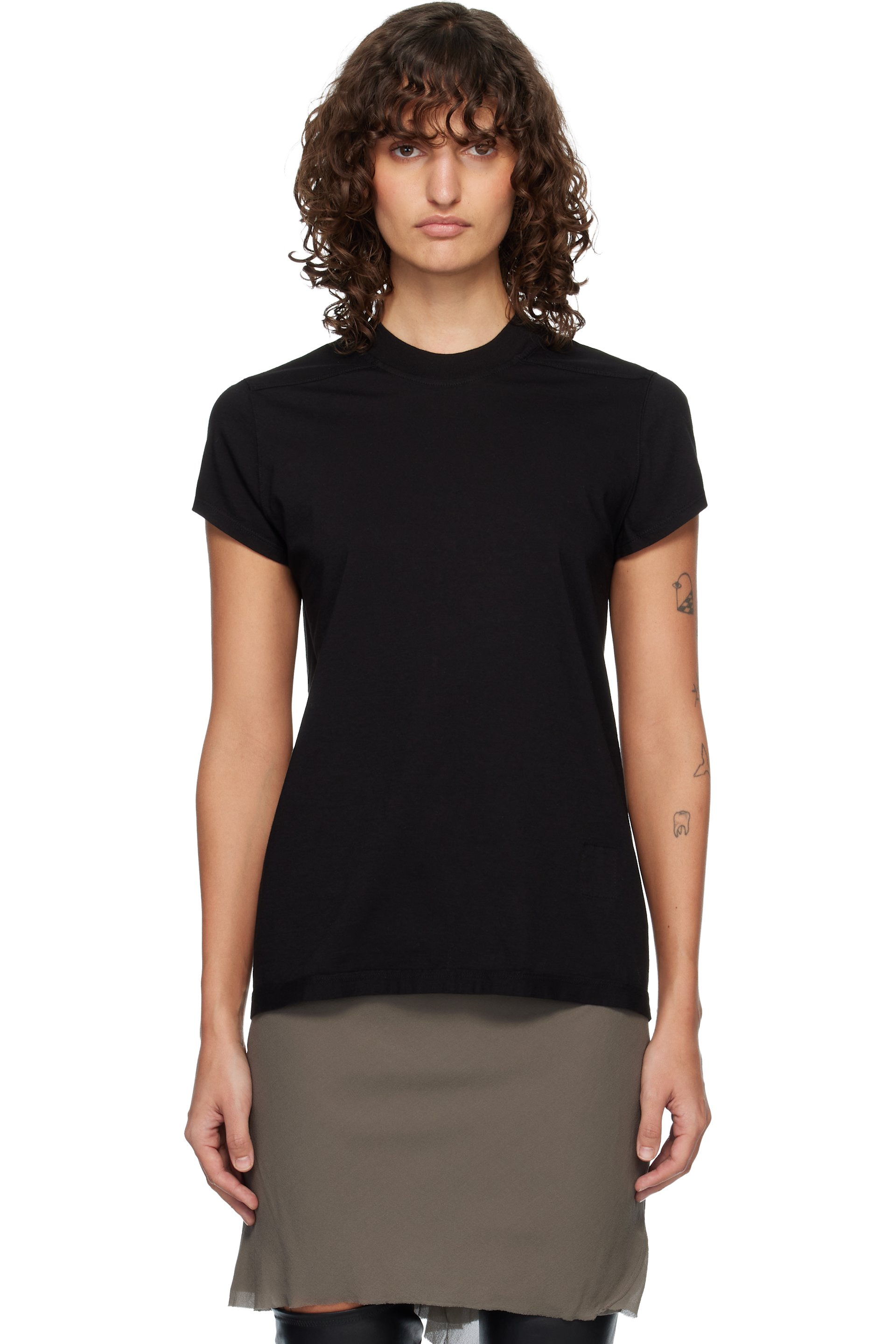 Rick Owens DRKSHDW - T-shirt noir à couture horizontale aux épaules - Temple