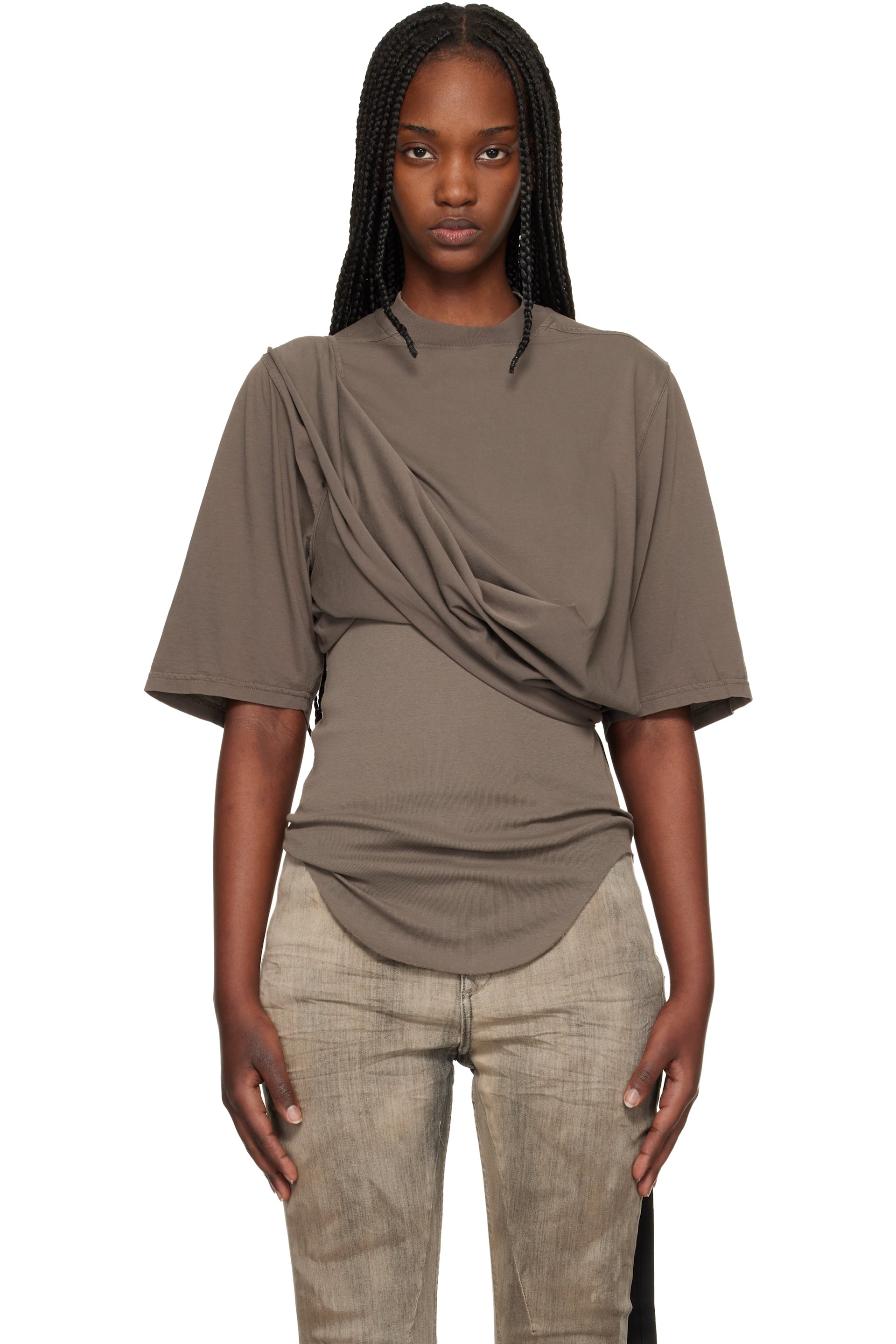Rick Owens DRKSHDW - T-shirt à manches courtes brun - Temple