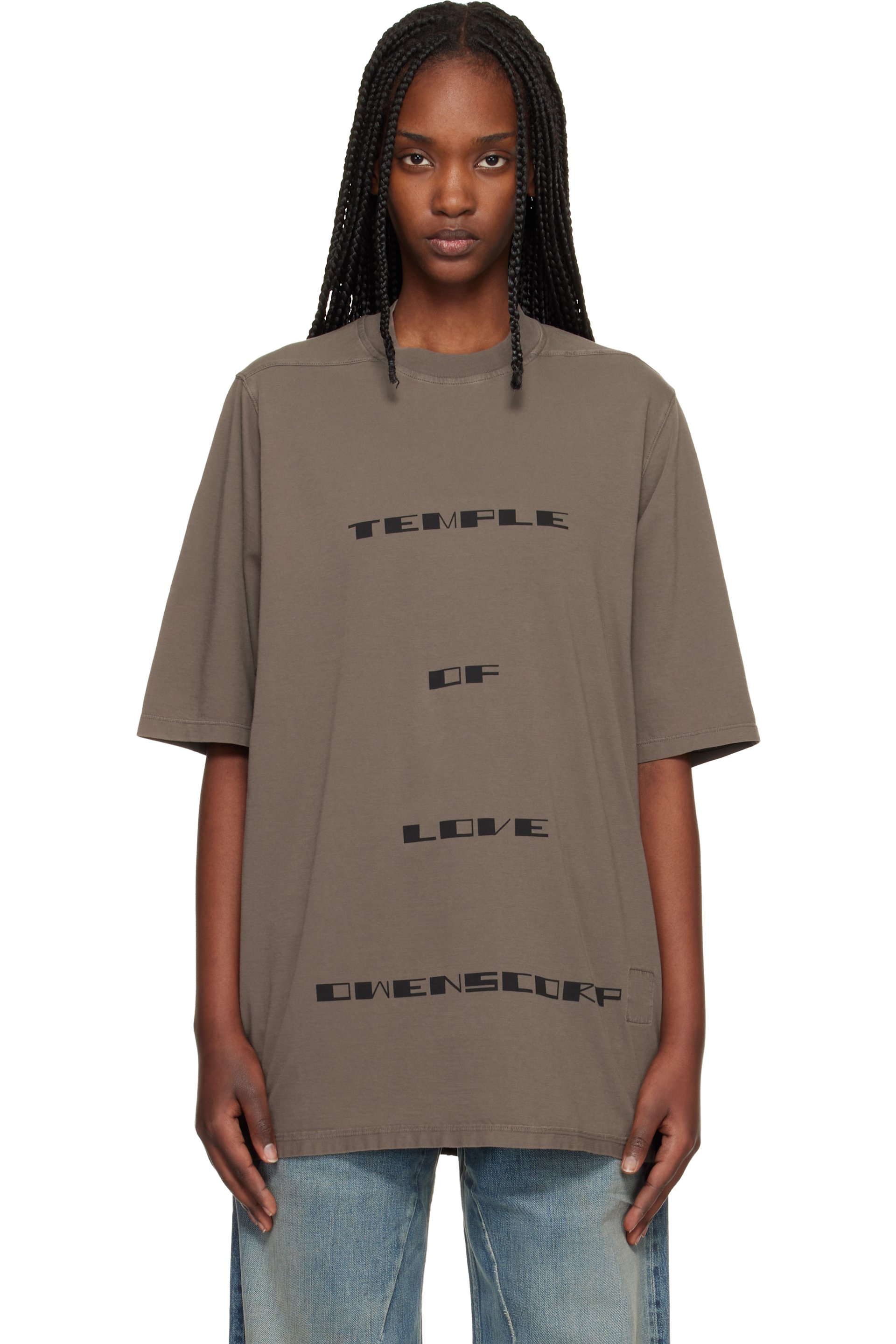 Rick Owens DRKSHDW - T-shirt à manches courtes surdimensionné gris - Temple