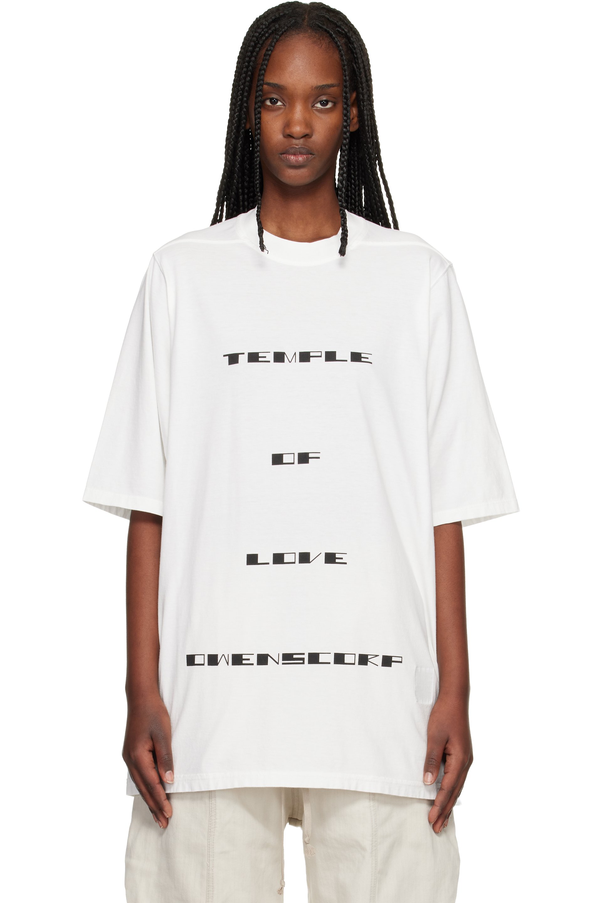 Rick Owens DRKSHDW - T-shirt à manches courtes surdimensionné blanc cassé - Temple