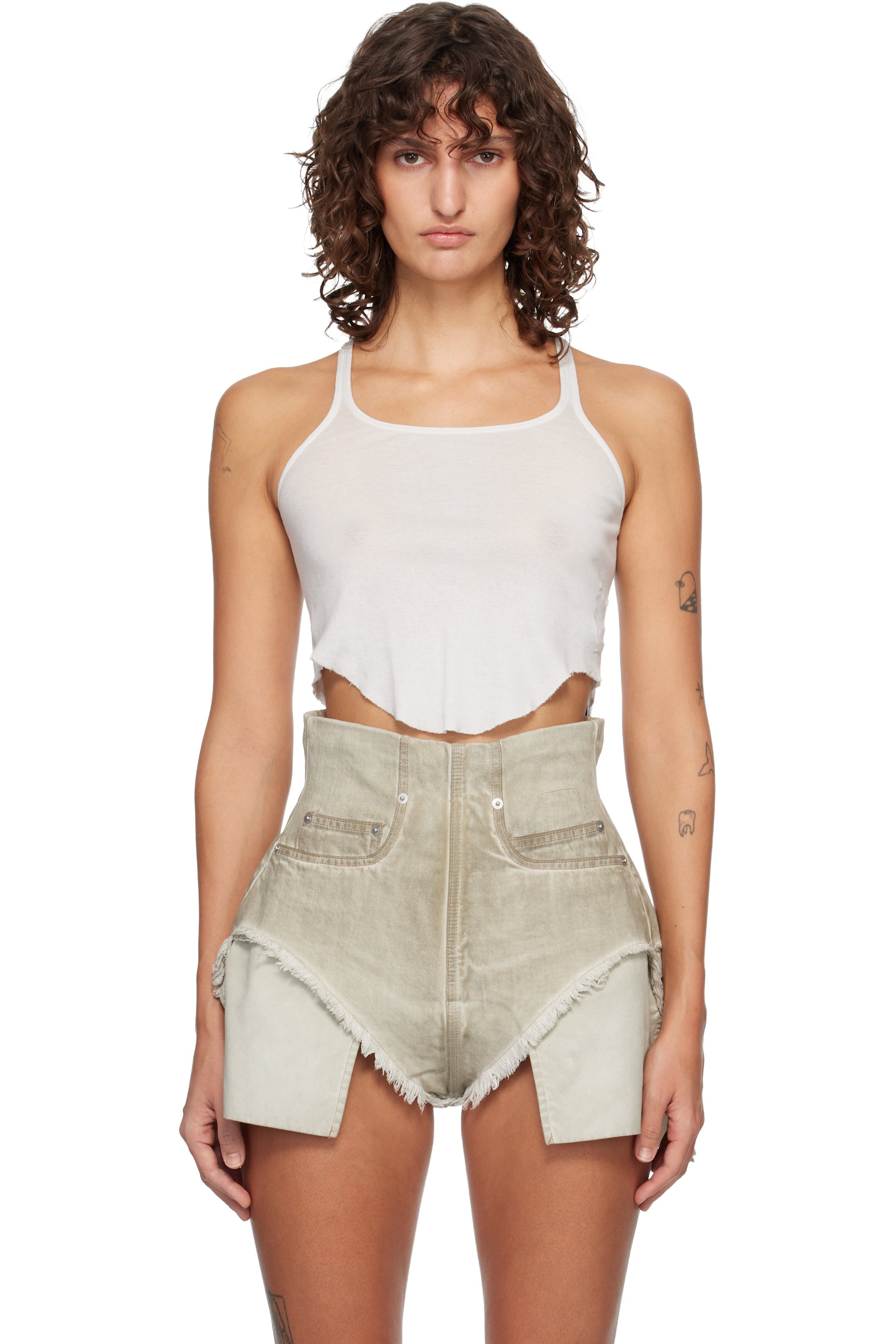 Rick Owens DRKSHDW - Débardeur écourté blanc cassé - Temple