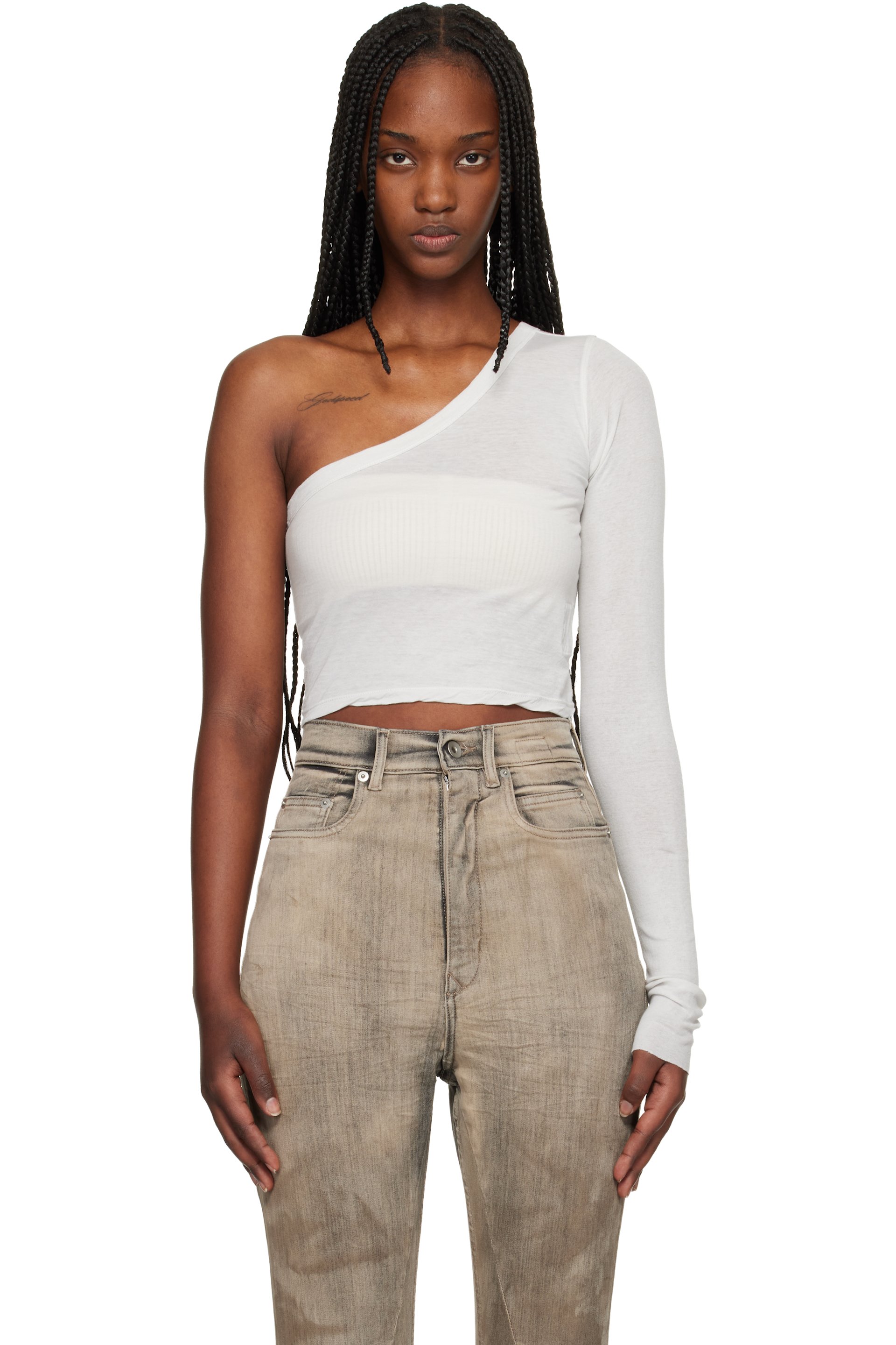 Rick Owens DRKSHDW - T-shirt Ziggy blanc - Temple