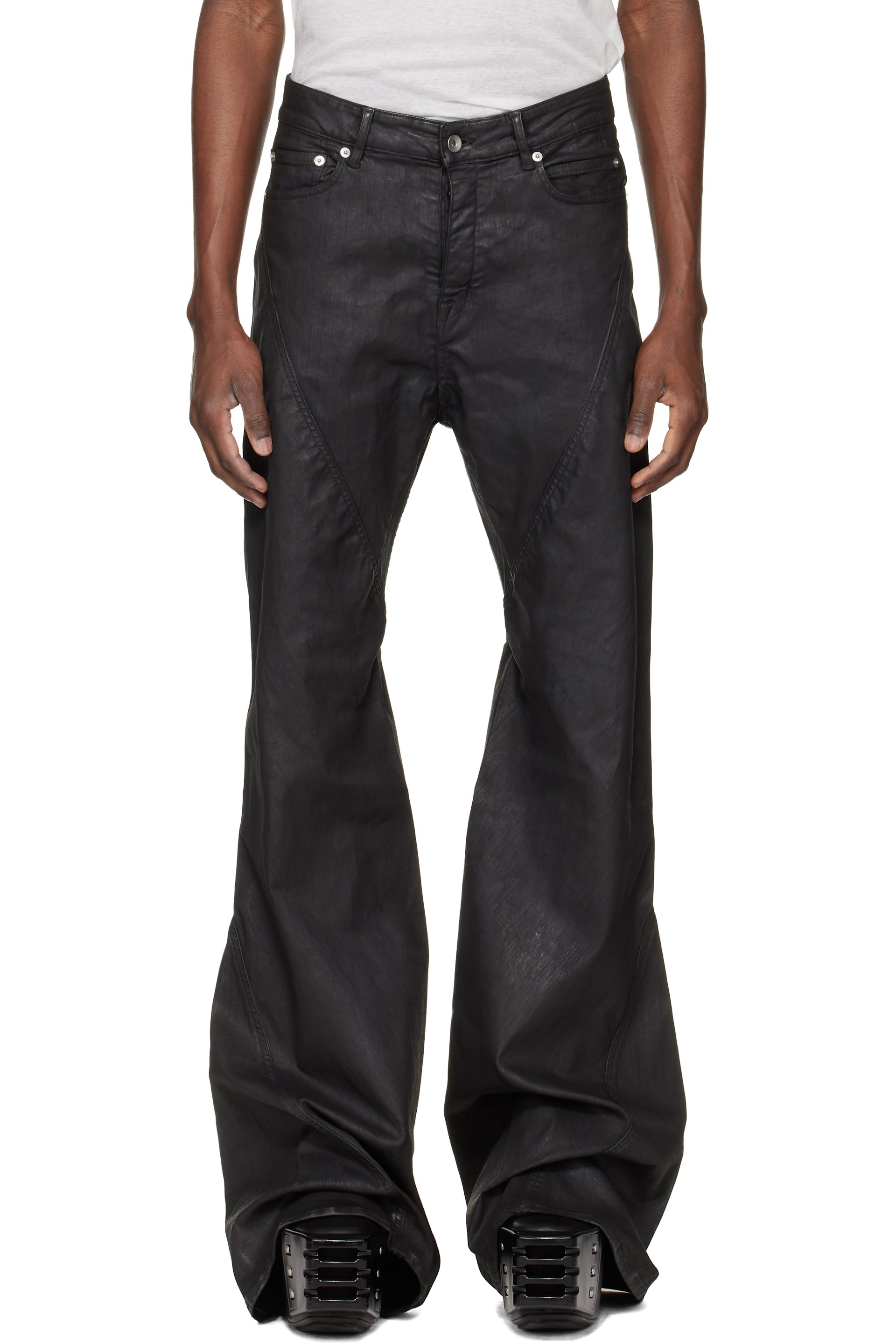Rick Owens Drkshdw - 블랙 템플 바이어스 부츠컷 데님 진