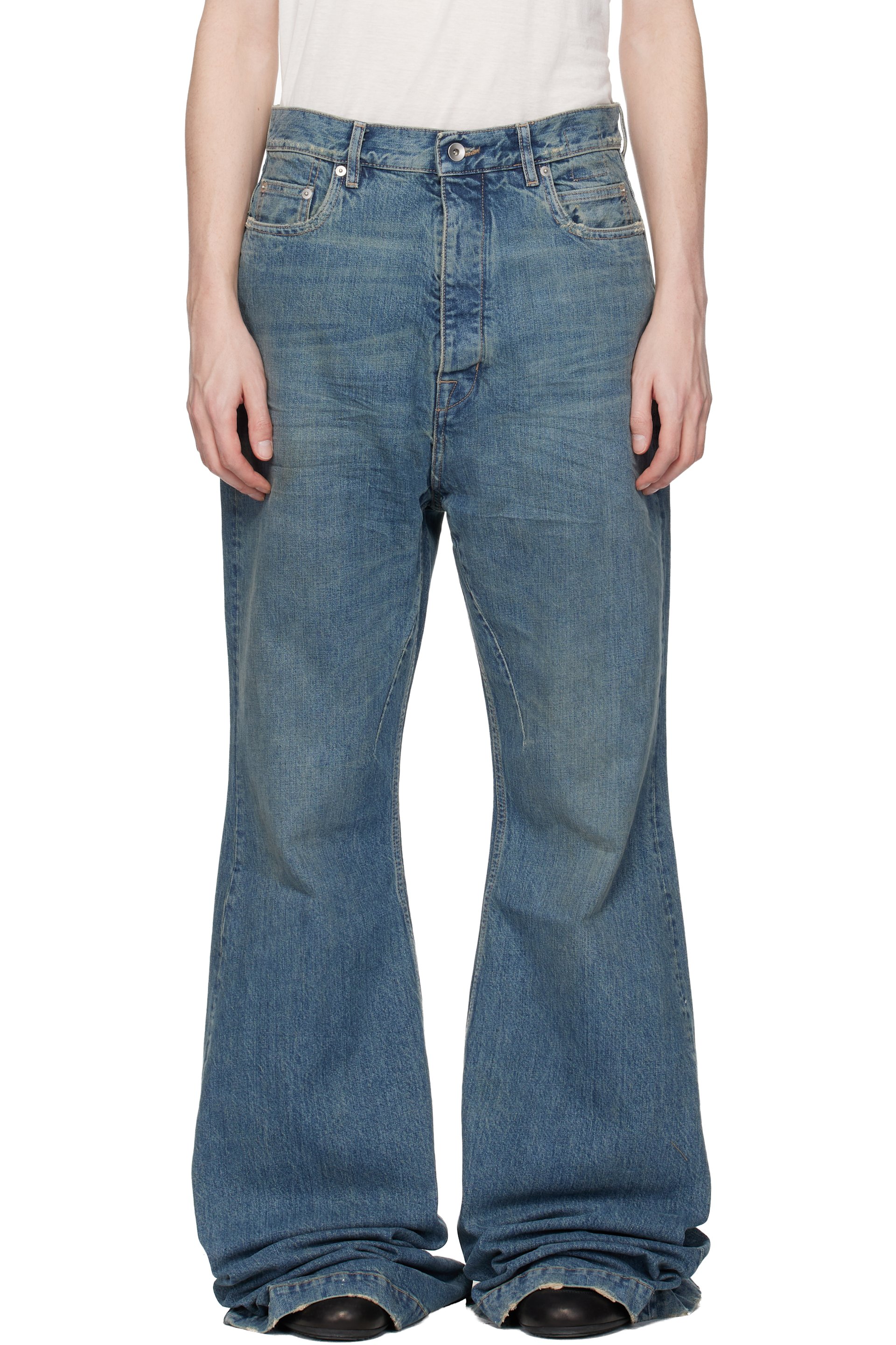 Rick Owens Drkshdw - 블루 템플 볼란 부츠컷 데님 진