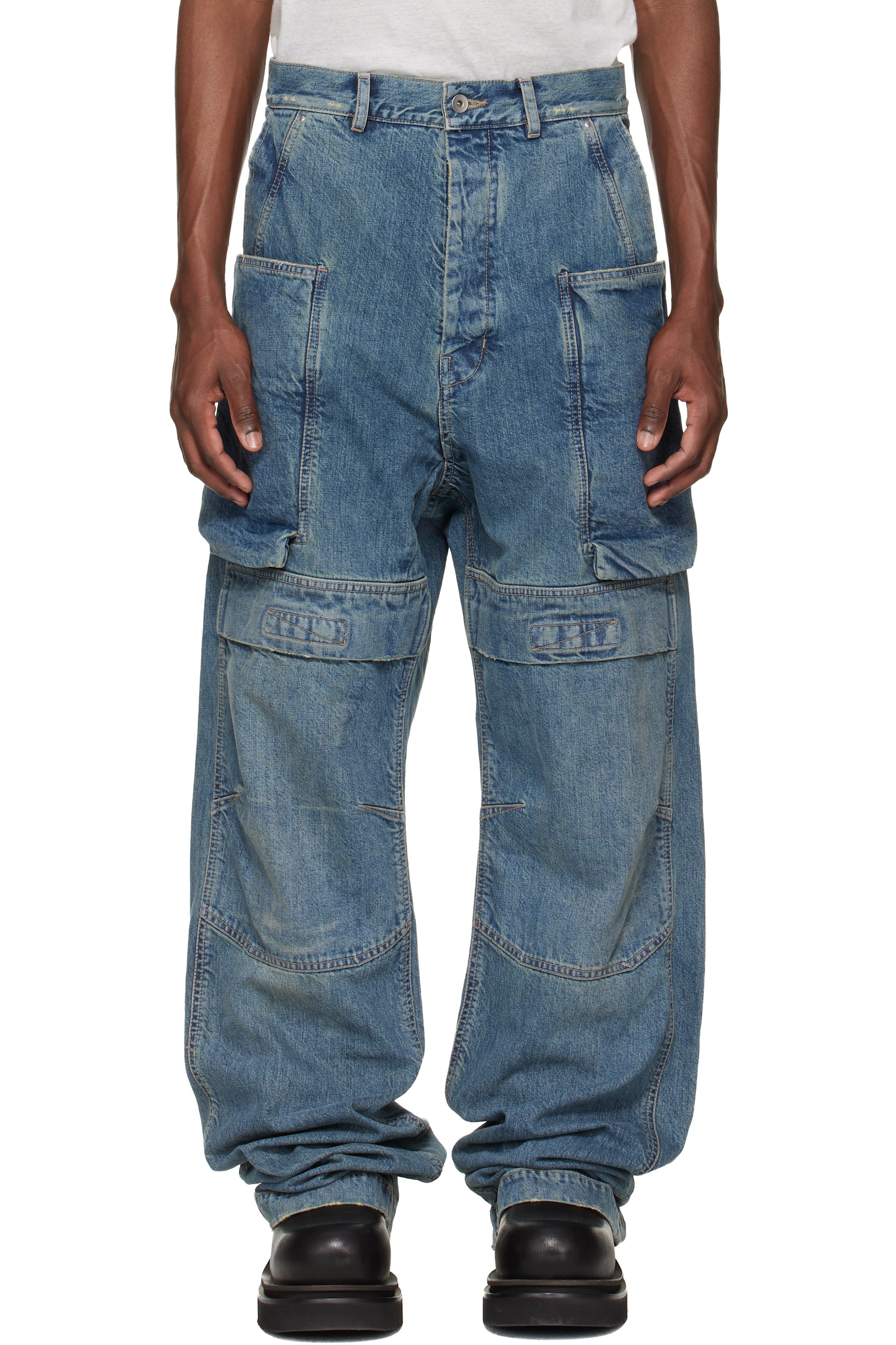 Rick Owens DRKSHDW - Blue Temple Stefan Denim Cargo Pants