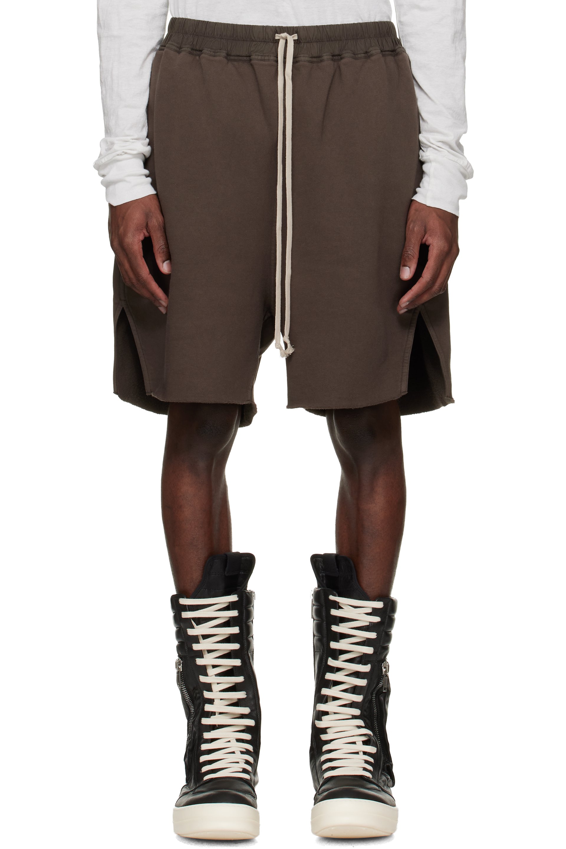 Rick Owens Drkshdw - 브라운 템플 지퍼 쇼츠
