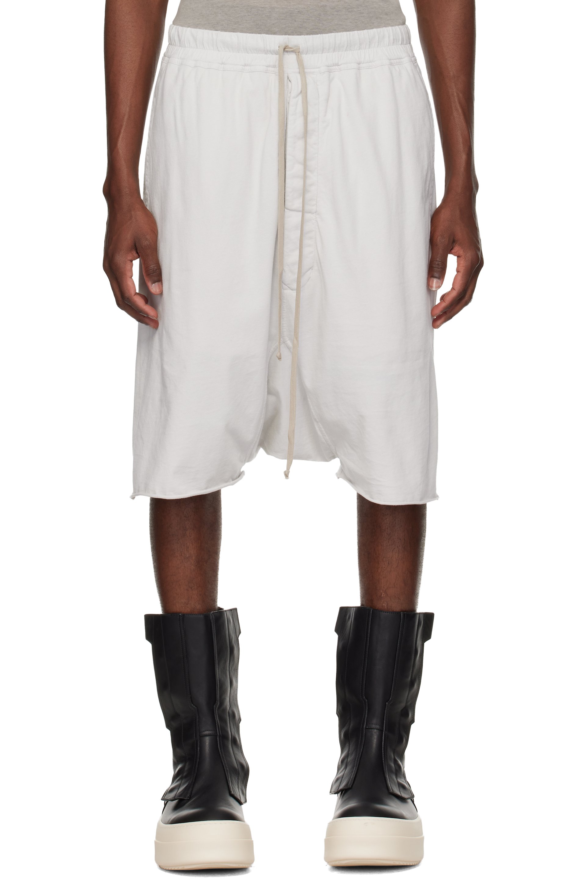 Rick Owens Drkshdw - 오프 화이트 템플 드로우스트링 포드 쇼츠