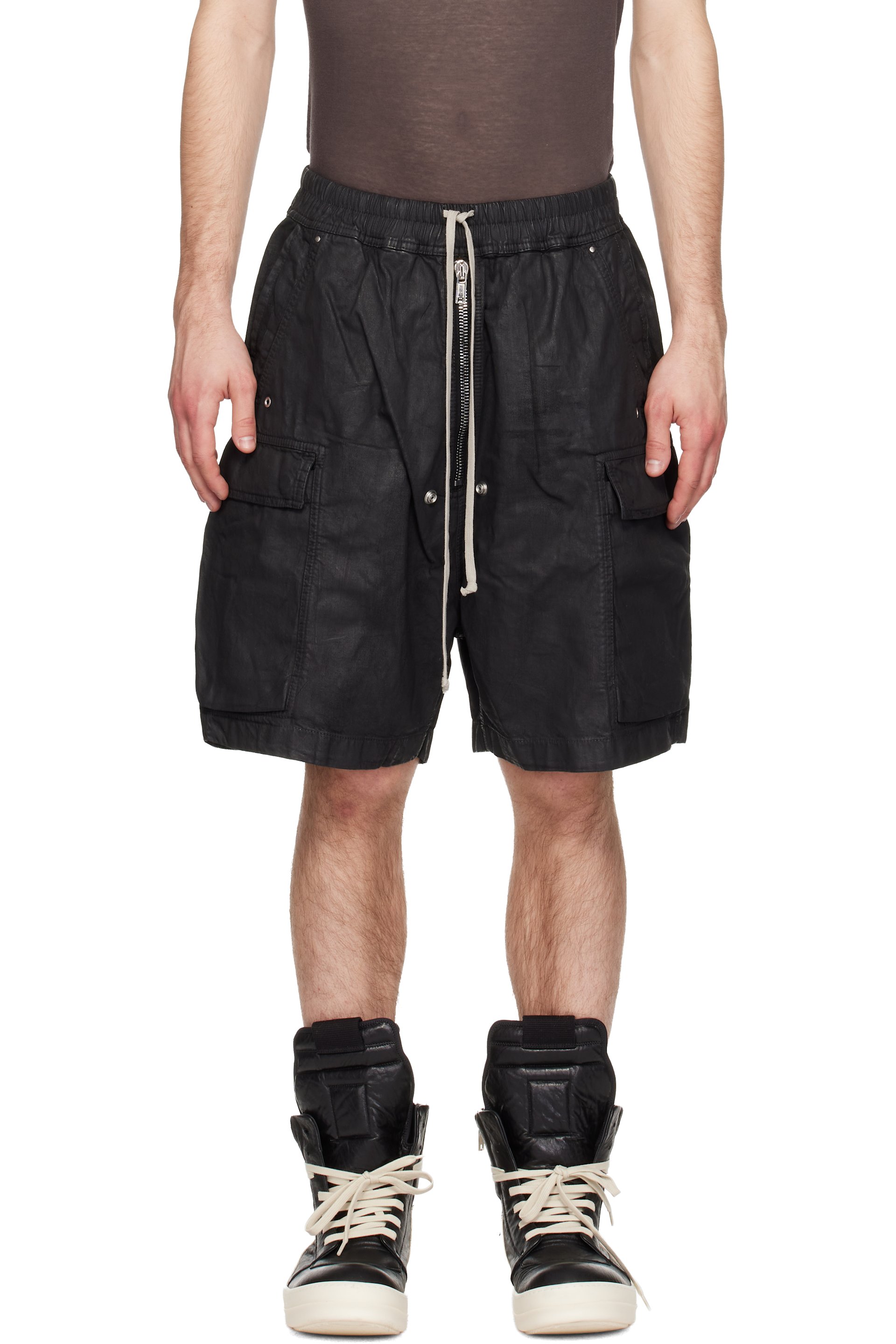 Rick Owens Drkshdw - 블랙 템플 데님 카고벨라 쇼츠