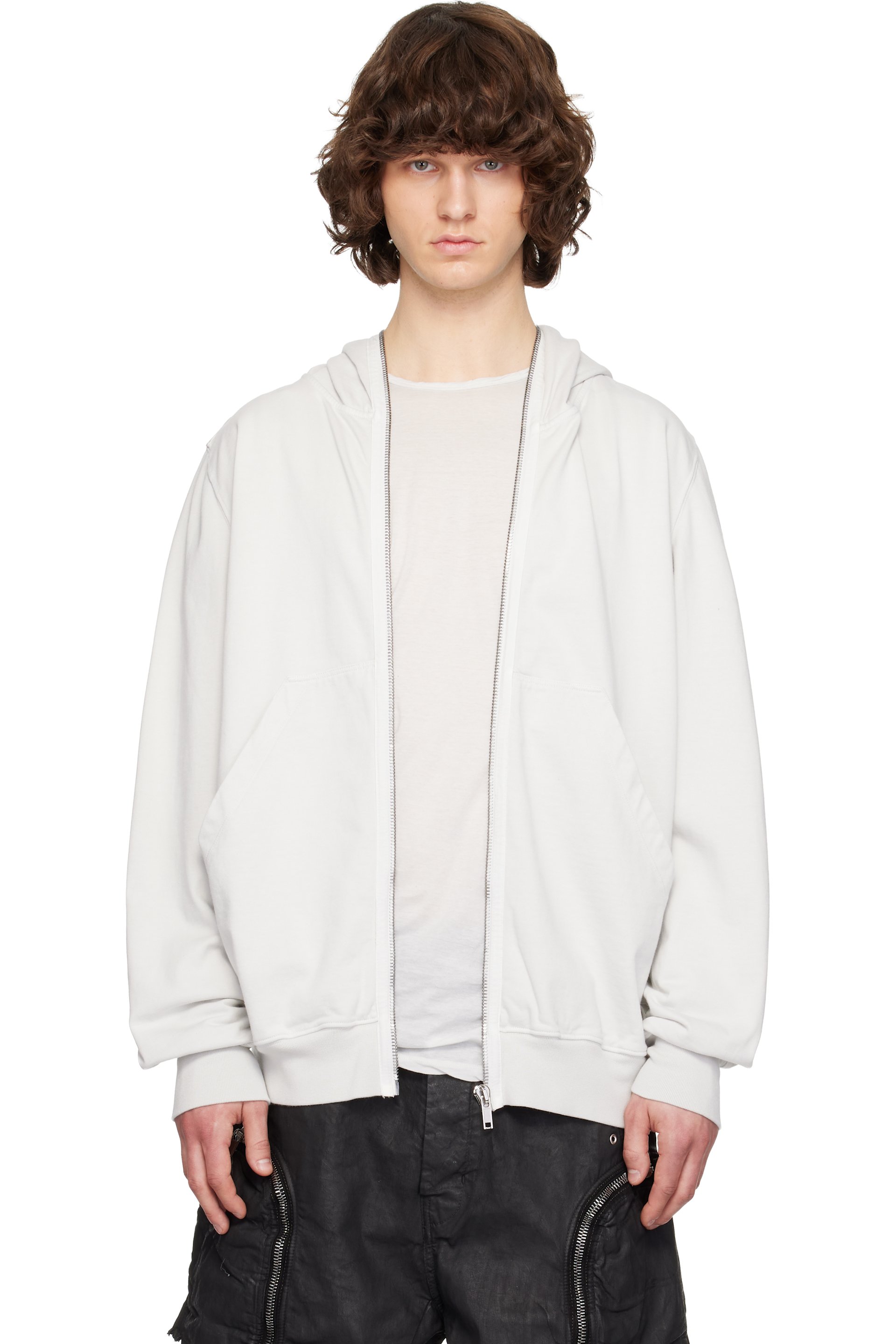 Rick Owens DRKSHDW - Pull à capuche surdimensionné Gimp blanc cassé - Temple