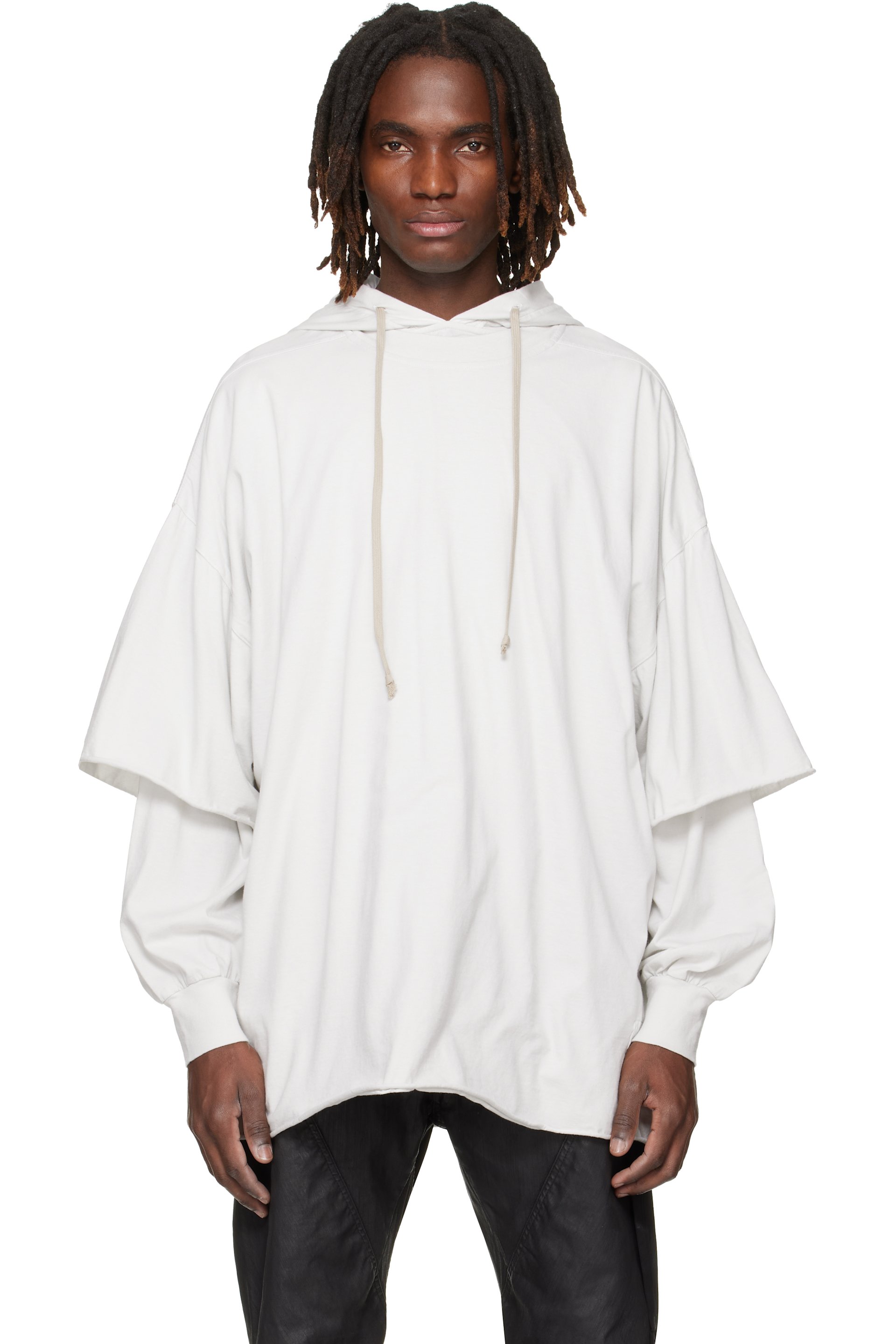 Rick Owens DRKSHDW - Pull à capuche Tommy Hustler blanc cassé - Temple
