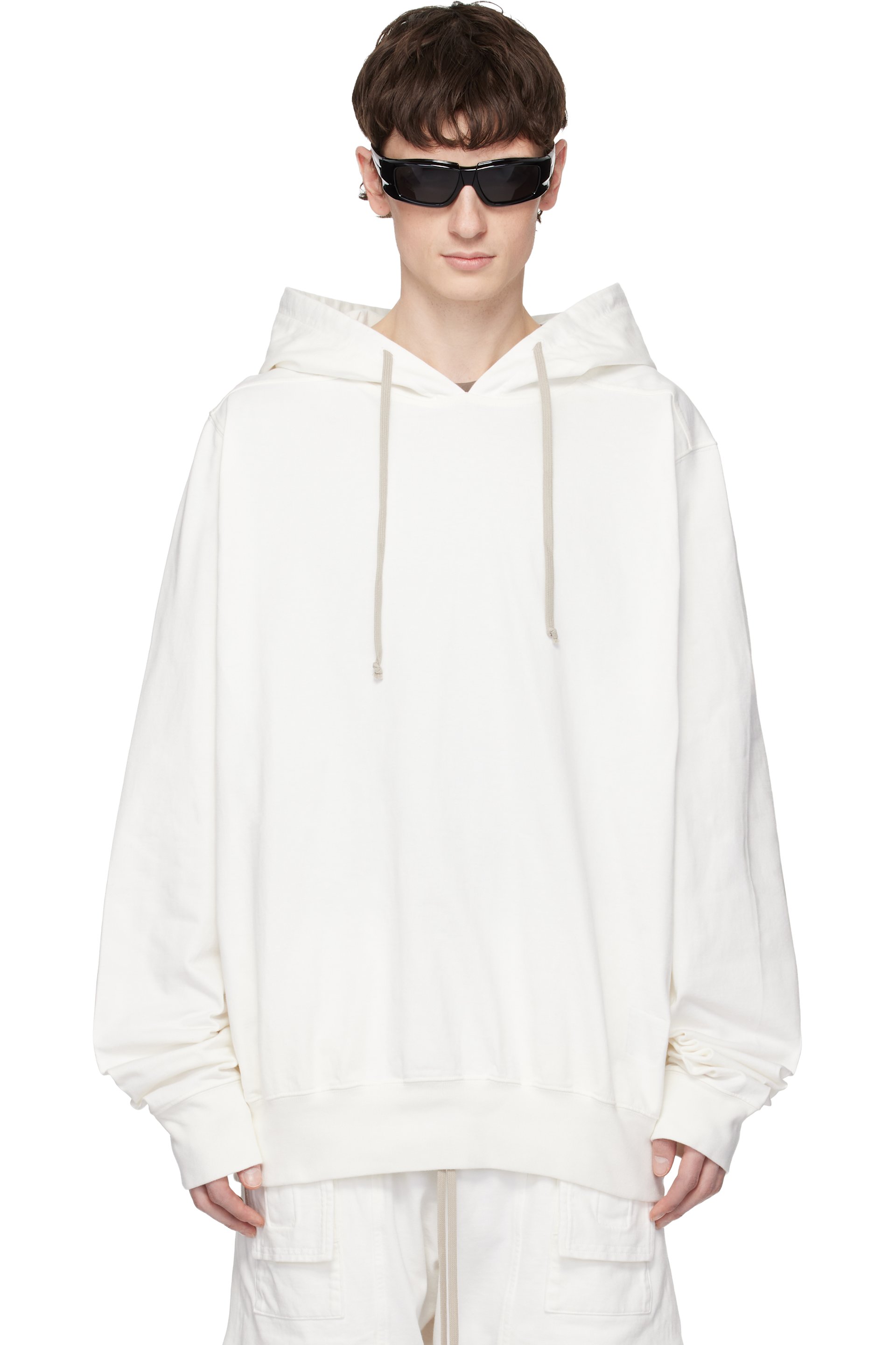 Rick Owens DRKSHDW - Pull à capuche surdimensionné blanc cassé - Temple