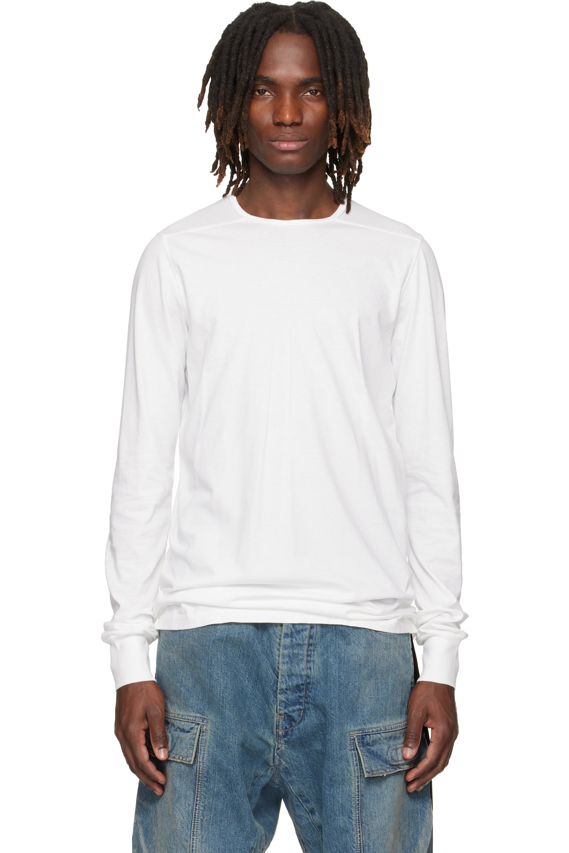 Rick Owens Drkshdw - 오프 화이트 템플 레벨 LS 티셔츠