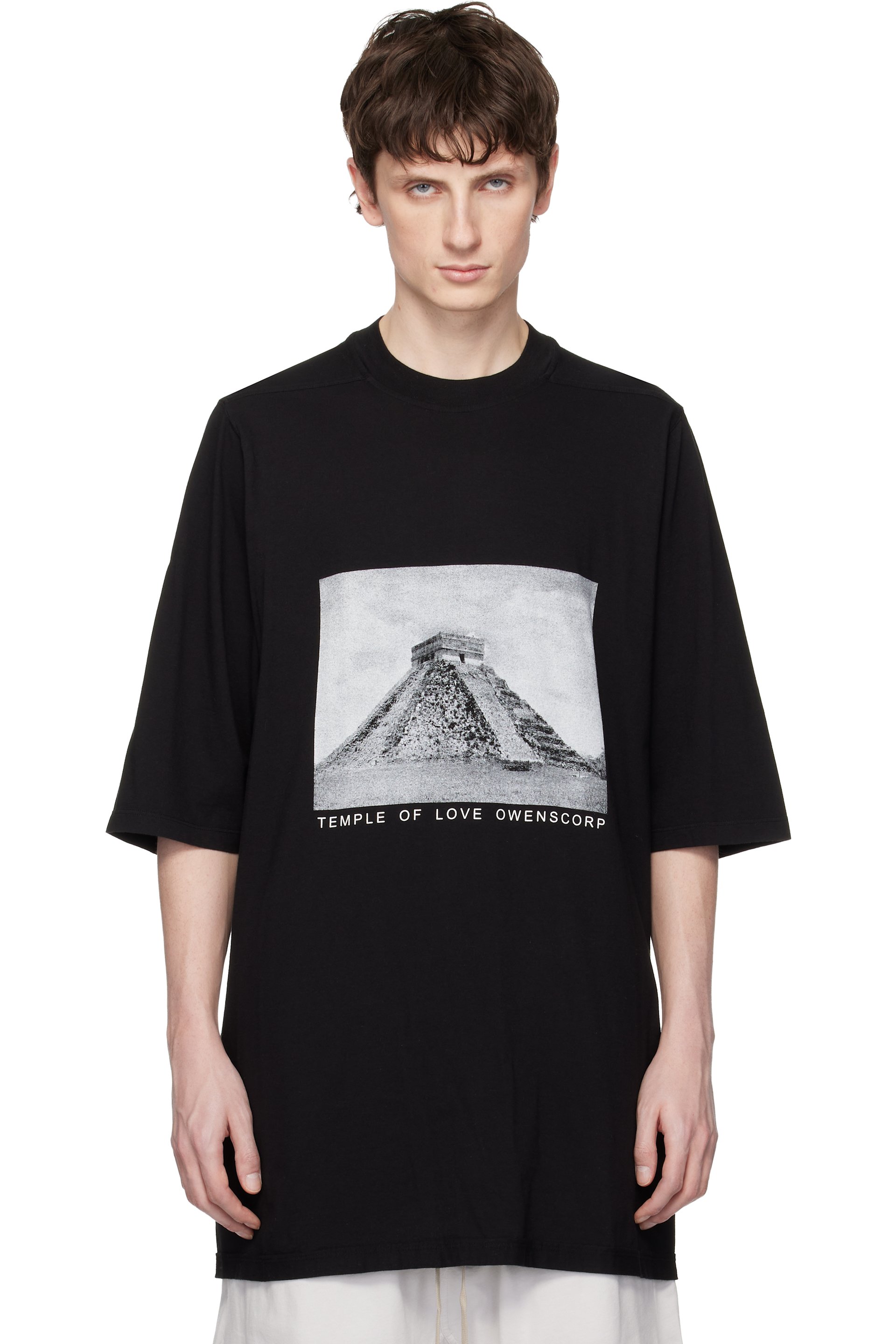 Rick Owens Drkshdw - 블랙 템플 점보 S/S 티셔츠