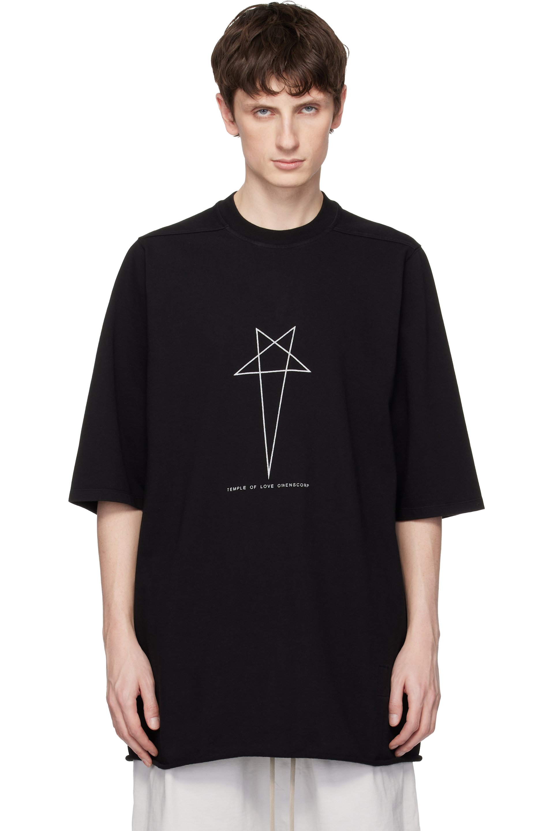 Rick Owens Drkshdw - 블랙 템플 점보 S/S 티셔츠