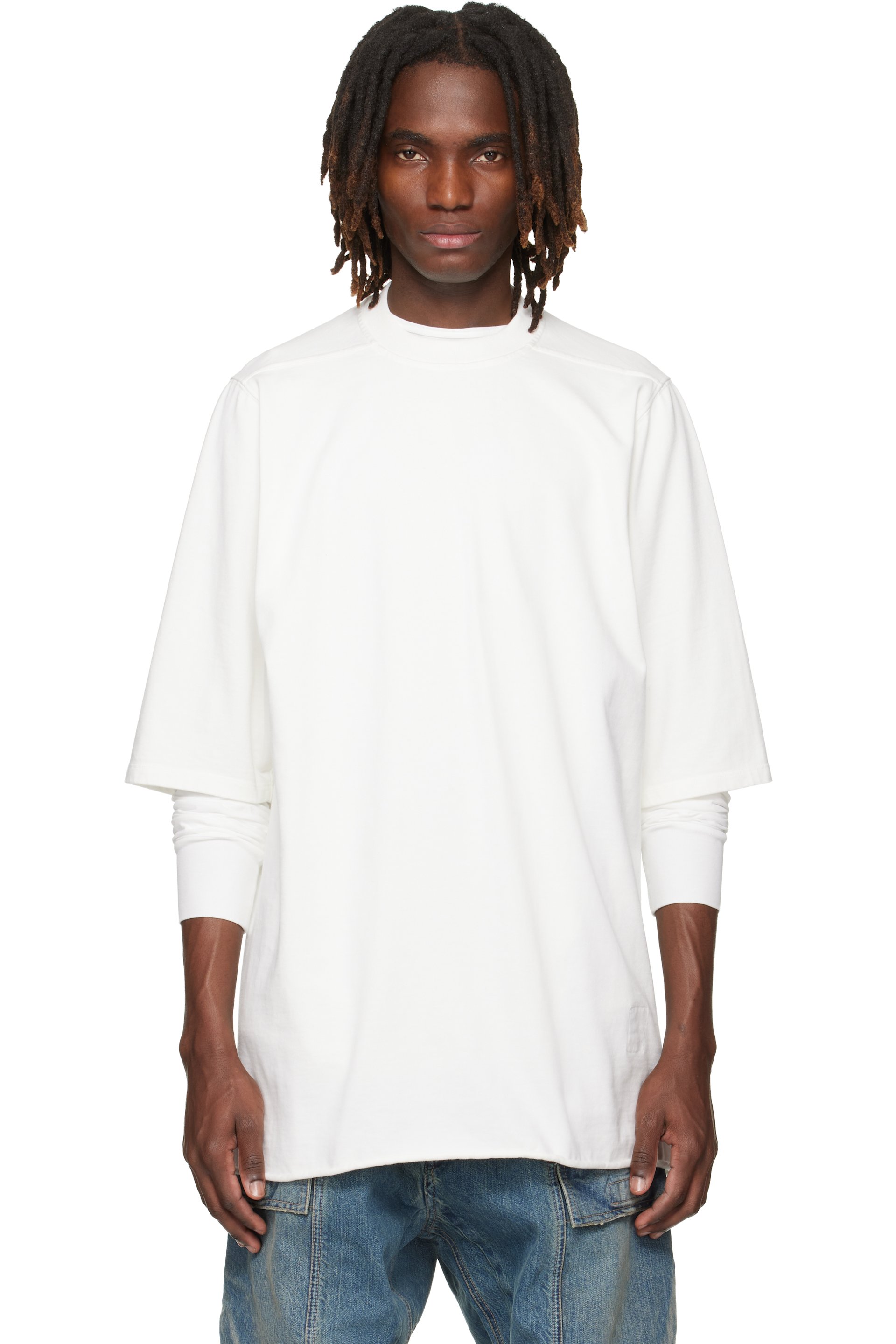 Rick Owens Drkshdw - 오프 화이트 템플 점보 S/S 티셔츠