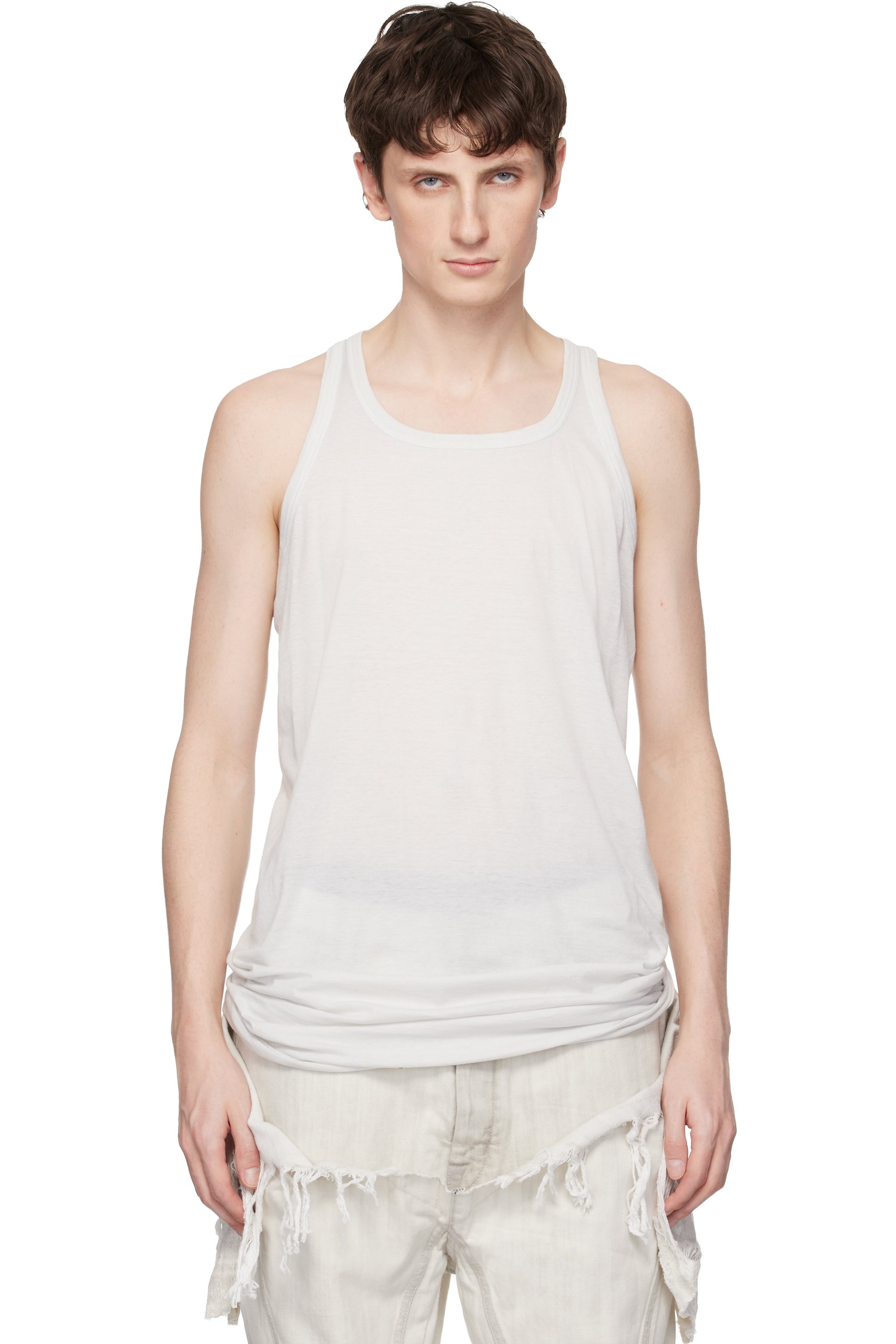 Rick Owens DRKSHDW: オフホワイト Temple Loose タンクトップ