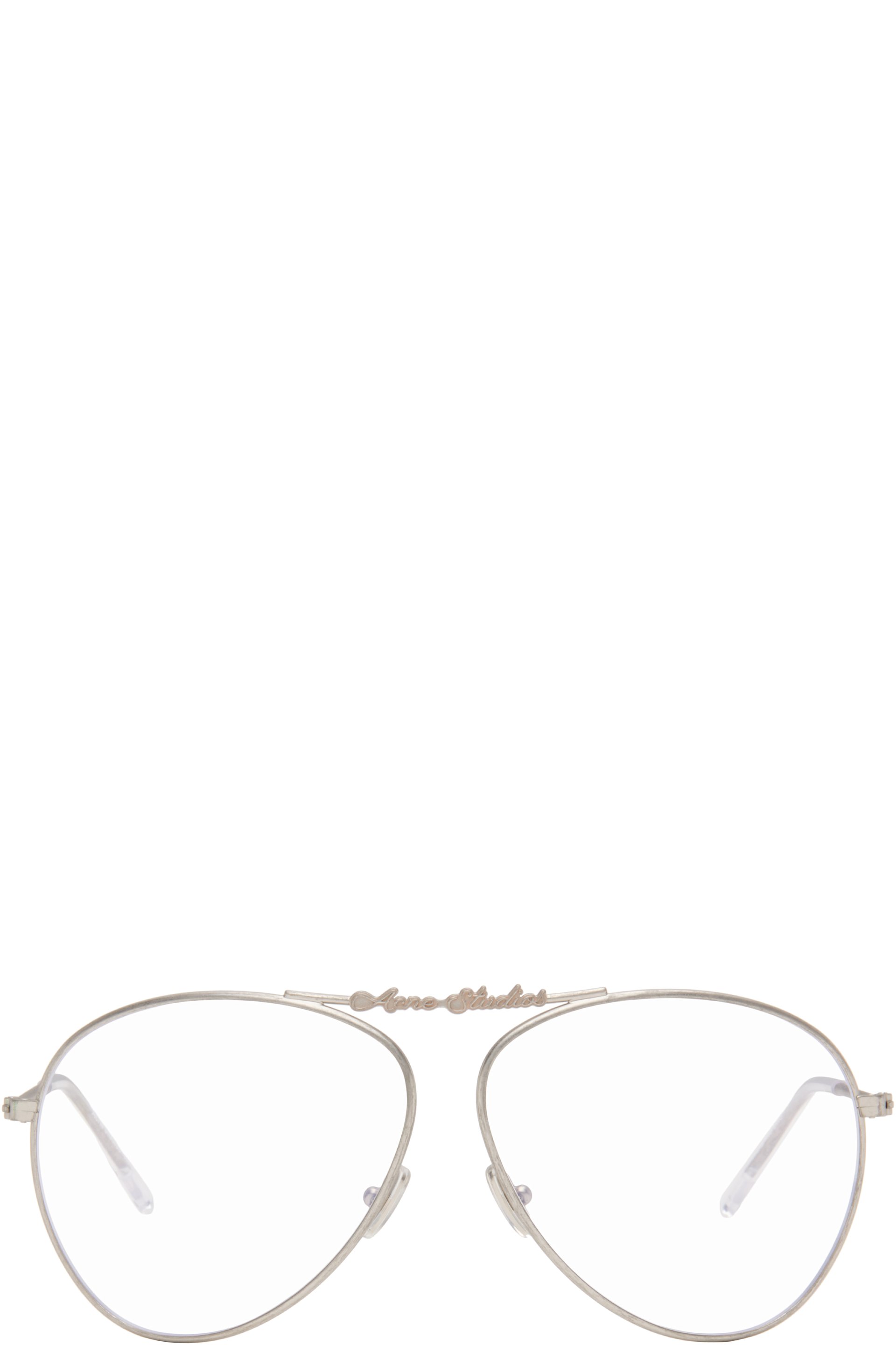 Acne Studios - Lunettes aviateur argentées en métal