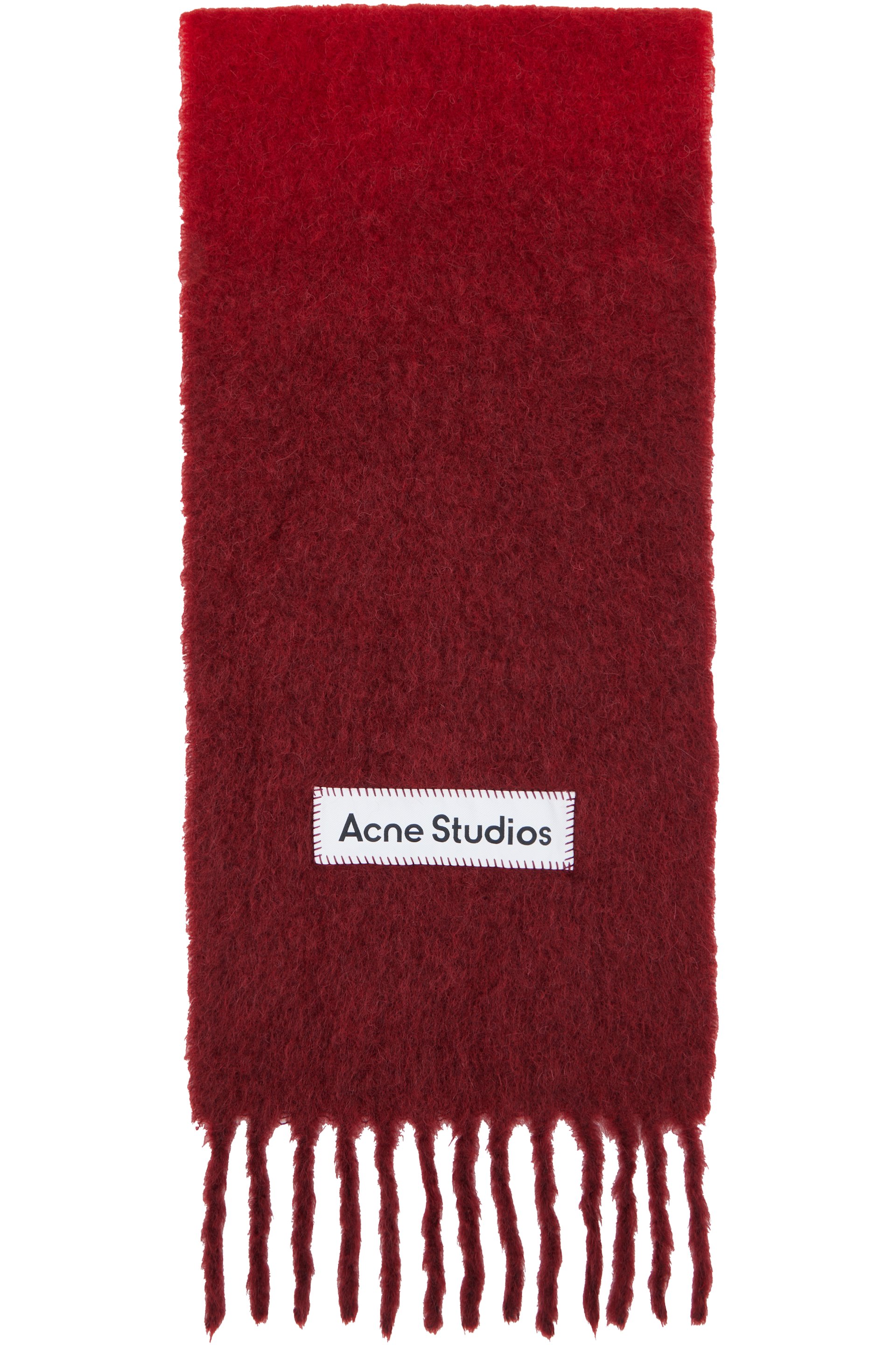 Acne Studios: レッド Wool Fringe マフラー | SSENSE 日本