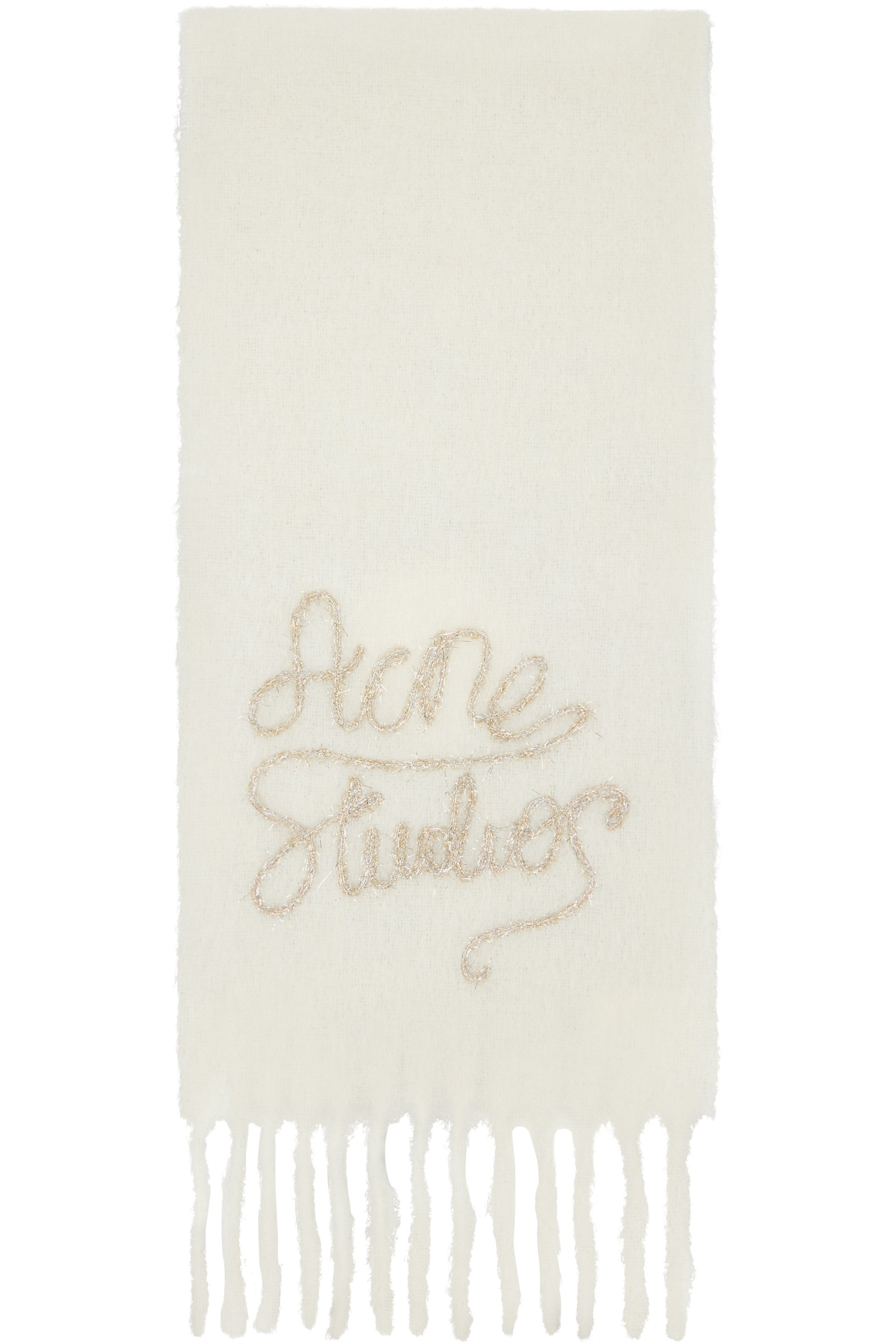 Acne Studios - 오프 화이트 울 로고 스카프