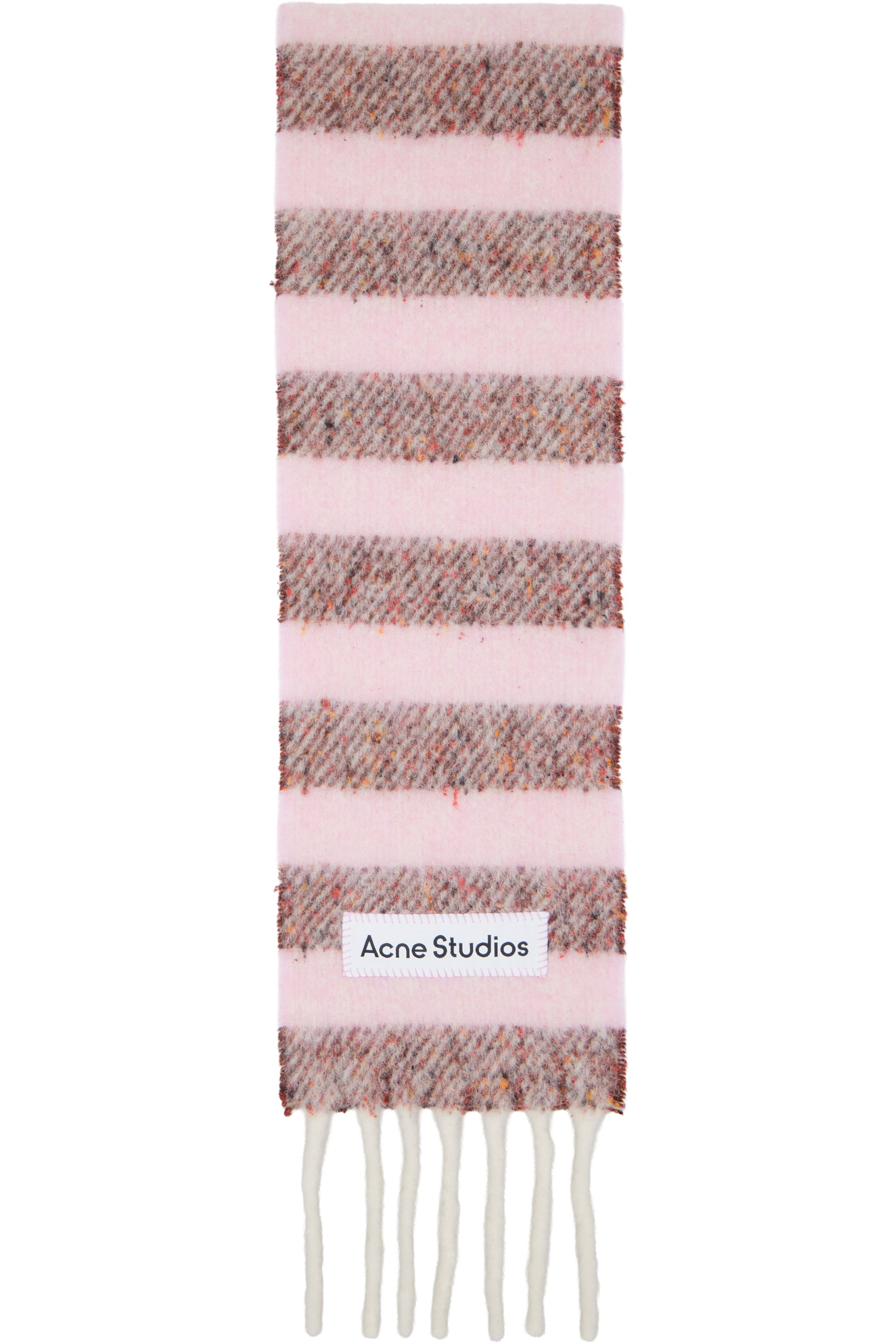 Acne Studios - 핑크 스키니 프린지 울 스카프