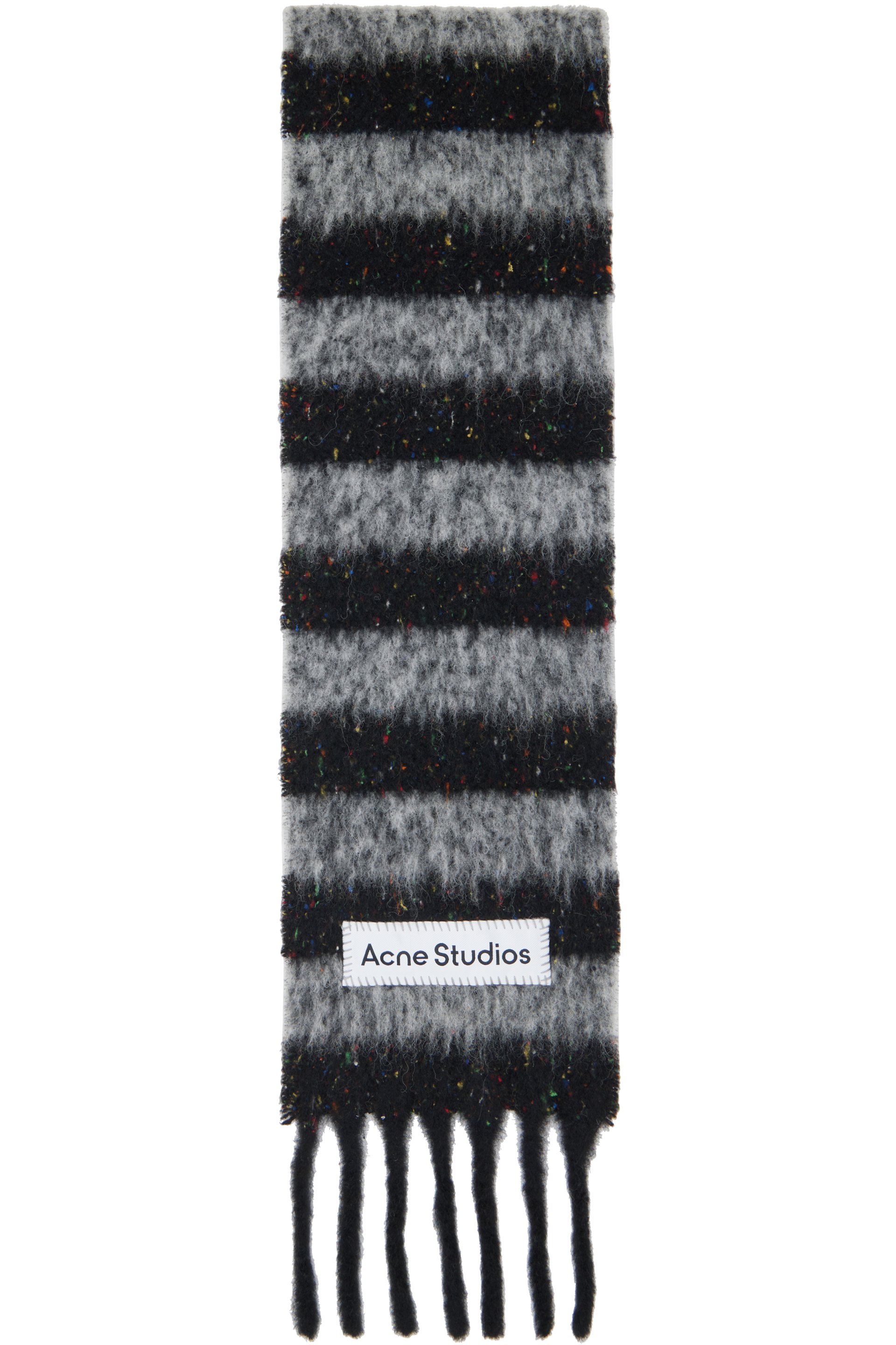 Acne Studios - 블랙 & 그레이 프린지 울 스키니 스카프