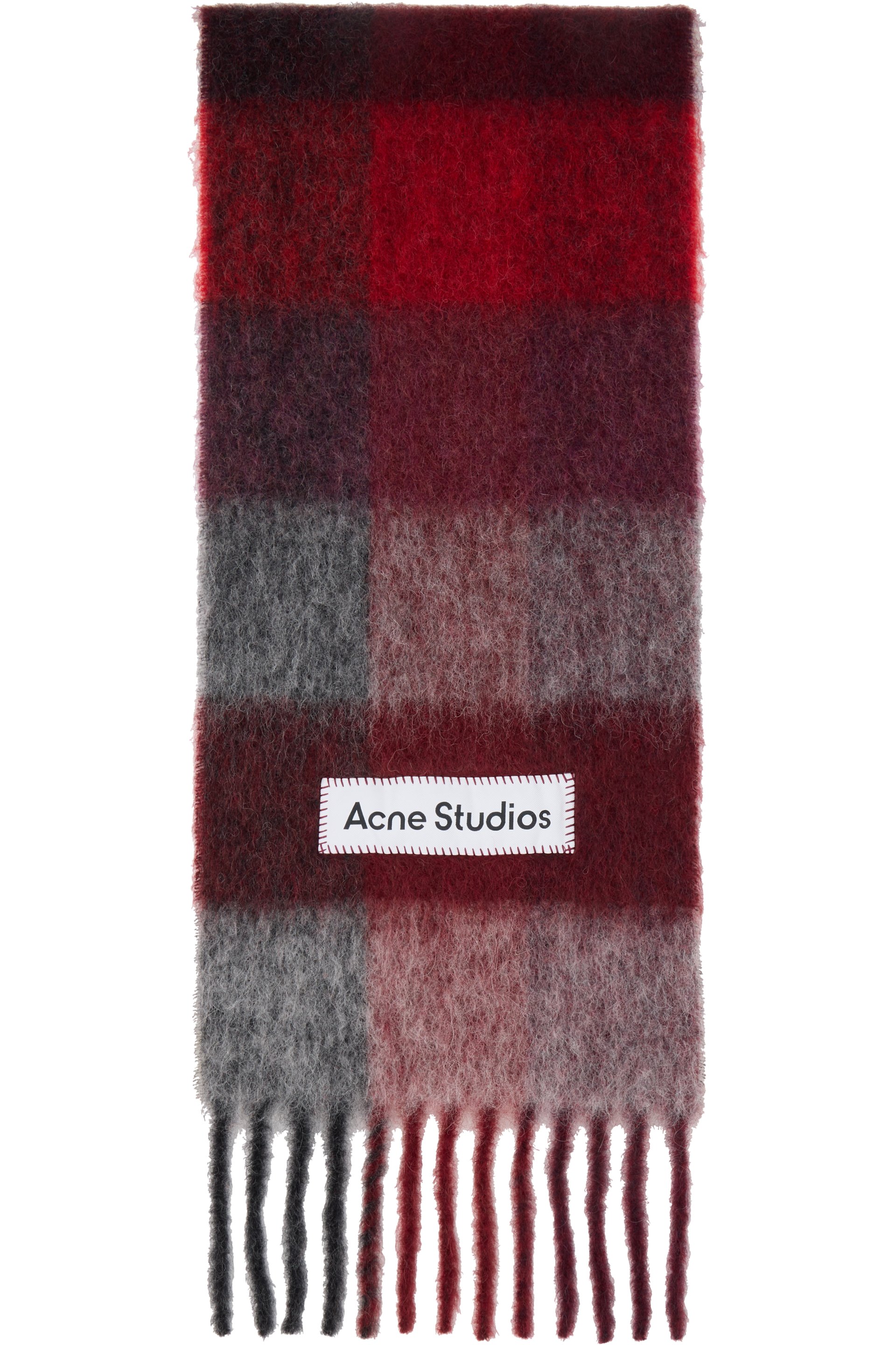 Acne Studios - 레드 모헤어 체크 스카프